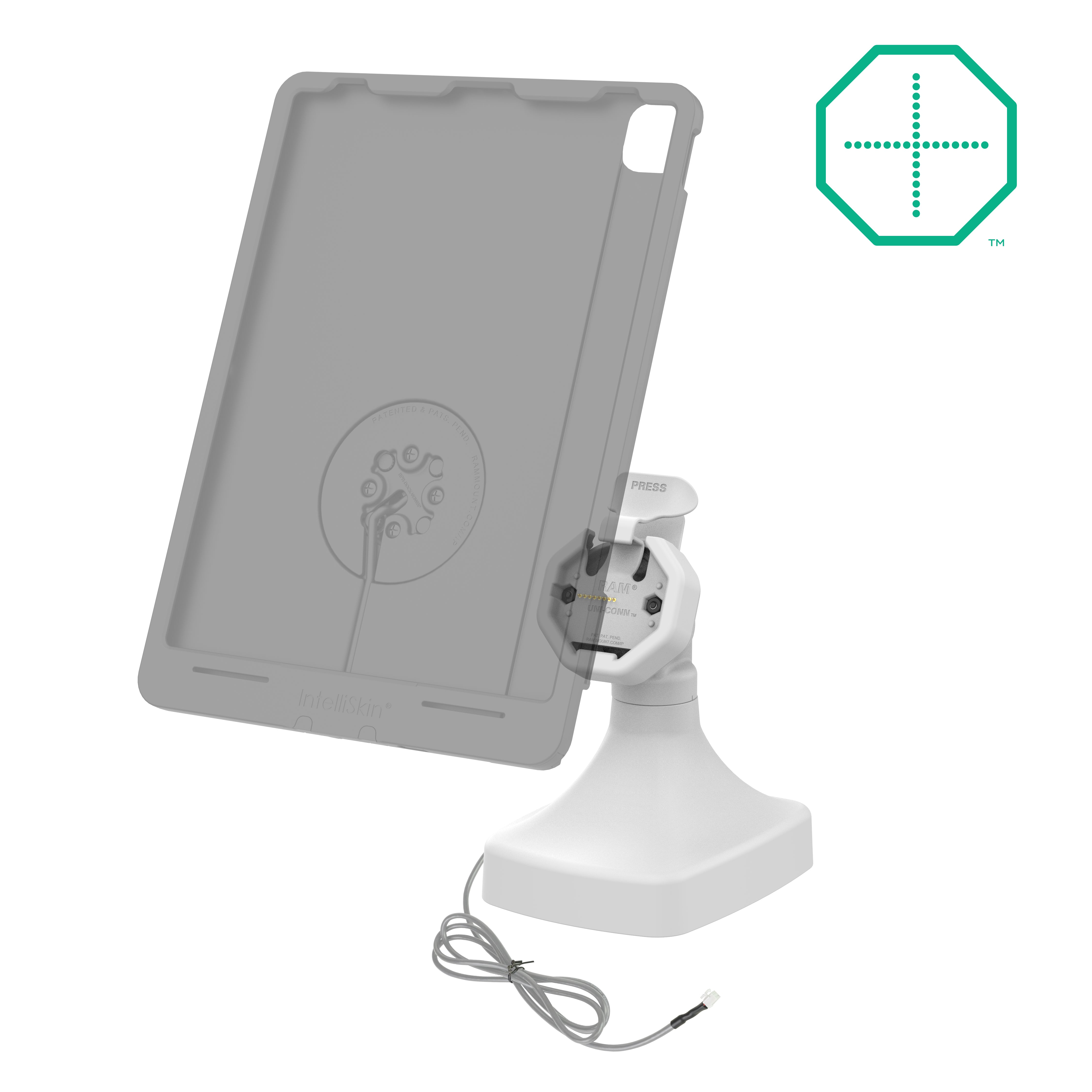 GDS® Uni Conn™ Powered Tilt & Swivel Dock with PoE - Gray (RAM GDS DOCK D14 U3E GRY) | Universal Laptop Mount for Office & Home Workspace