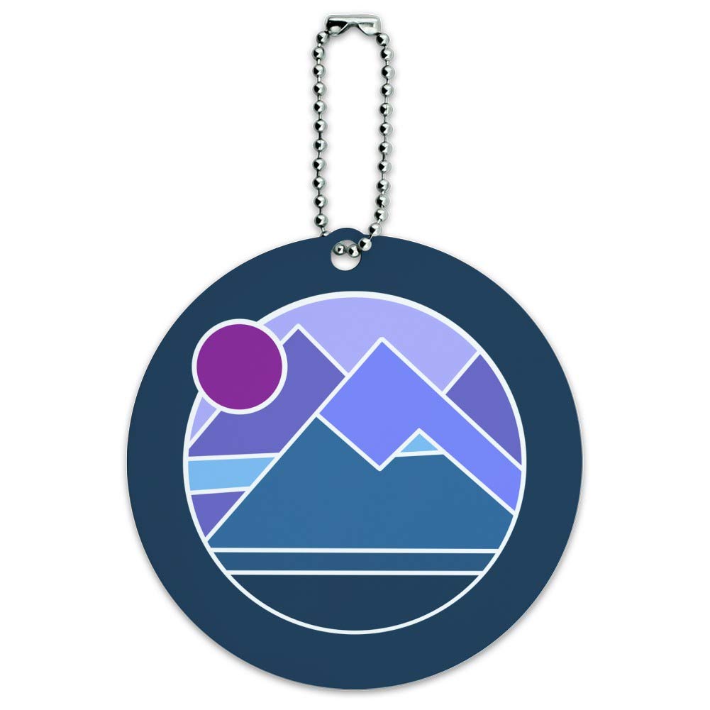 Abstract Geometric Mountainscape Round Luggage ID Tag - Personalized Suitcase & Carry-On Baggage Identifier for Travel Accessories - Perfect for Airports, Vacations & Business Trips
