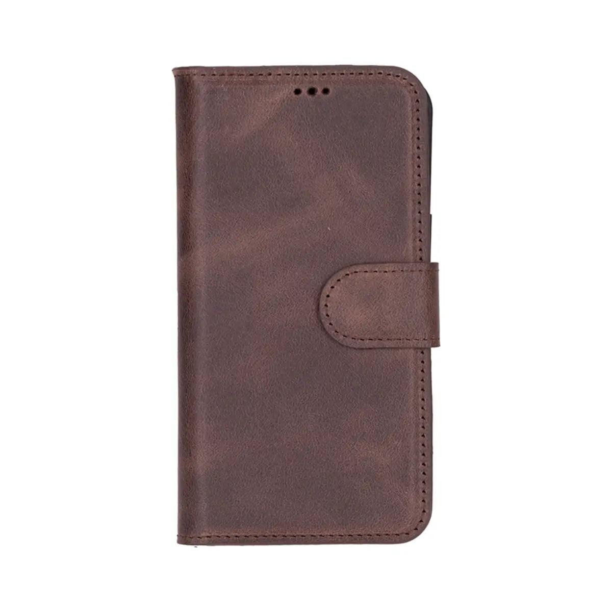 Premium Brown Genuine Leather Wallet Case for iPhone 16 - Slim Protective Phone Cover with Card Slots (Holds 3 Cards) - Perfect for Everyday Use, Travel & Business