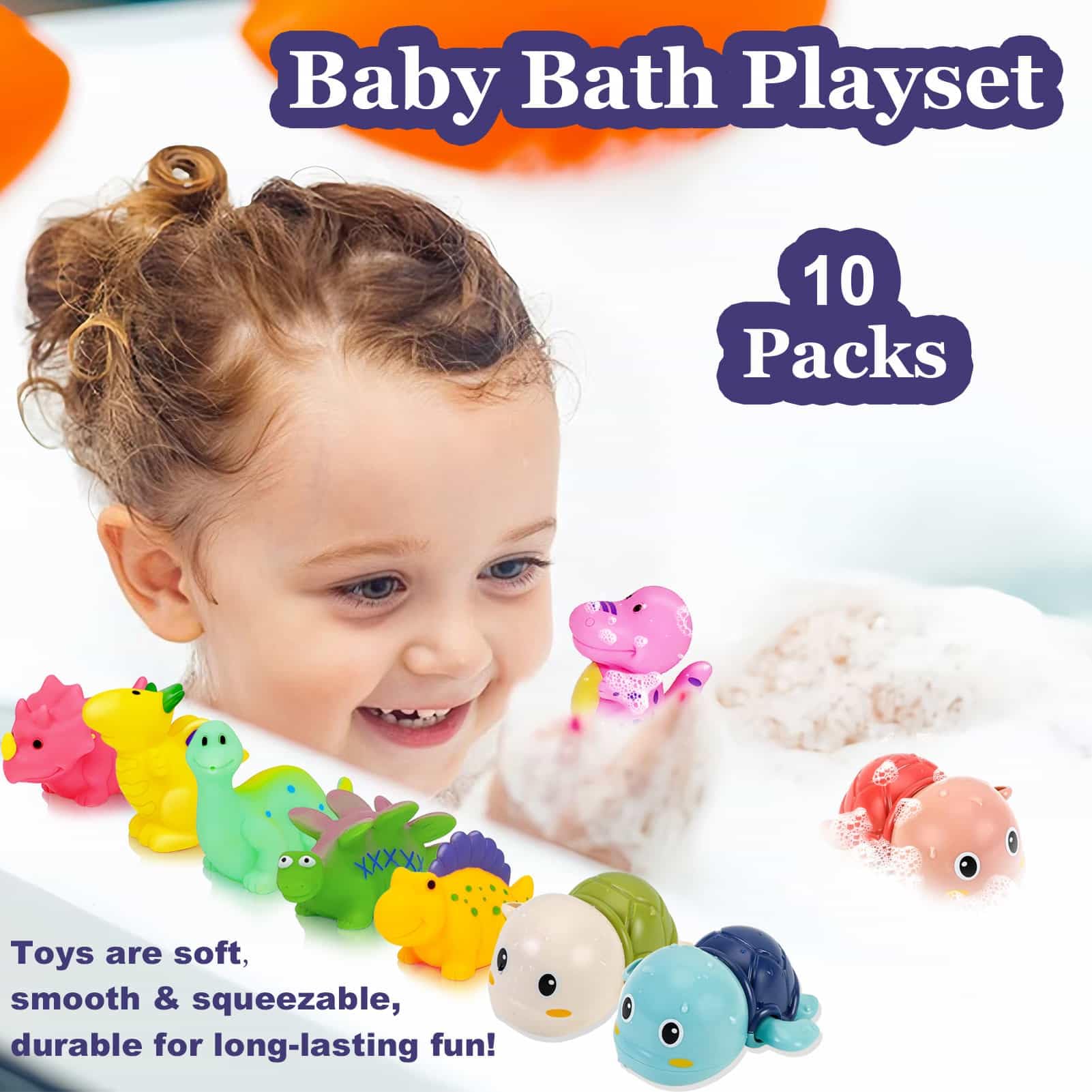 Mold-Free Baby Bath Toys for Toddlers 1-3 Years - Safe No-Hole Bathtub & Pool Toys for Infants 6-18 Months - Fun Water Table & Bath Time Essentials - Perfect Gift for 1 2 3 4 Year Old Boys & Girls - Ideal for Sensory Play, Early Learning & Splash Fun
