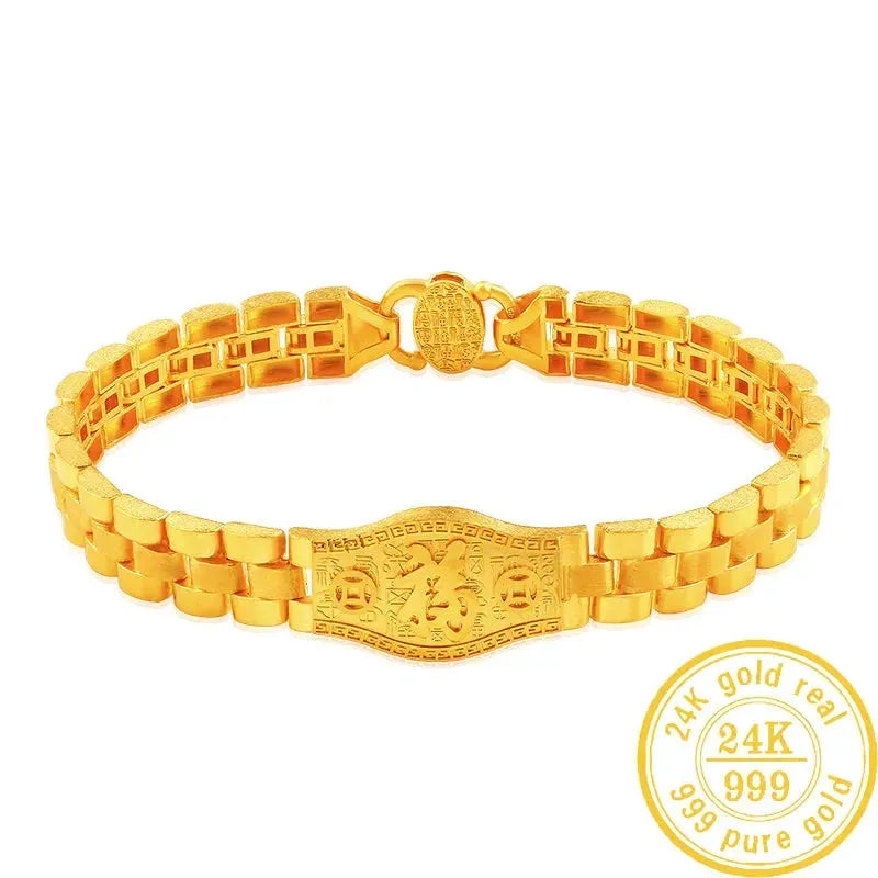 24K Pure Gold Bracelet - 999 Solid Real Gold Bangle with Elegant Butterfly Design, Classic & Trendy Jewelry for Women - Perfect for Gifts, Parties, and Special Occasions