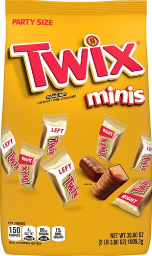TWIX Chocolate Candy Bars Minis - 35.6 oz Bag (95 Pieces) | Caramel & Cookie Chocolate Bites | Perfect for Halloween, Party Favors & Office Snacks