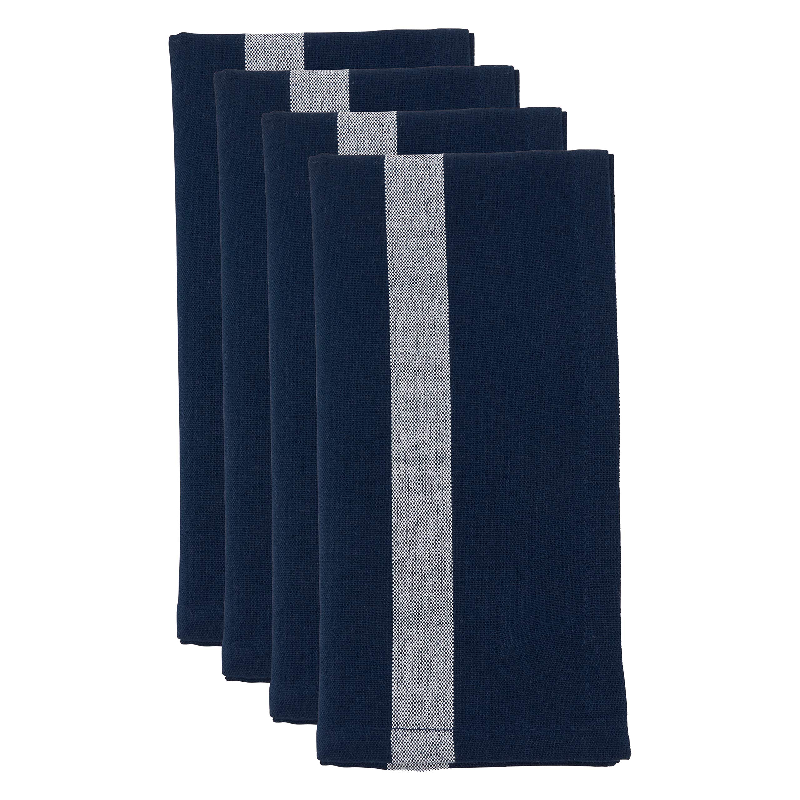 Elegant Banded Design Table Napkins Set of 4 - Premium Cotton Dinner Napkins for Formal Dining, Parties & Holiday Gatherings