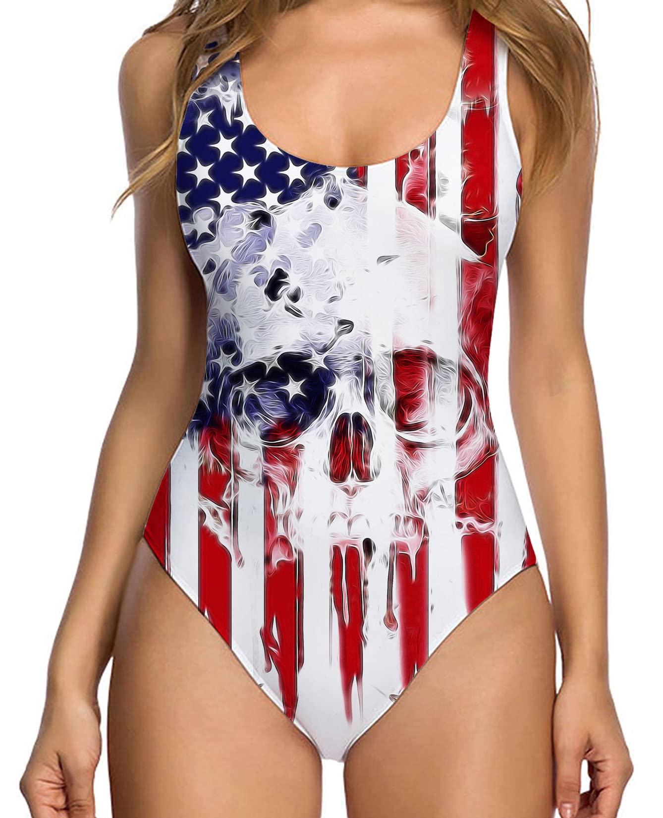 Raisevern Women's 3D Printed Fake Bikini One Piece Swimsuit - Funny Bathing Suit for Beach, Pool Party & Summer Vacation