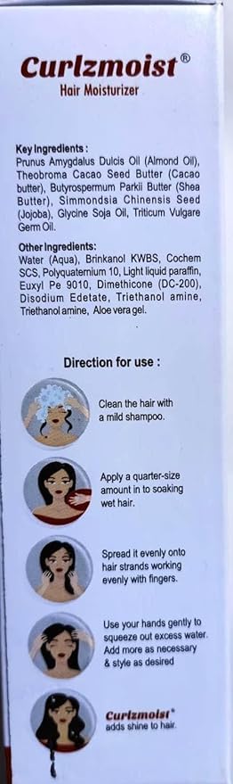 UNIGLOW Curlzmoist Hair Moisturizing Cream for Curly Hair - 3.5oz/100g Deep Hydration Leave-in Conditioner - Perfect for Dry, Frizzy & Damaged Hair - Daily Hair Care for Natural Curls & Waves