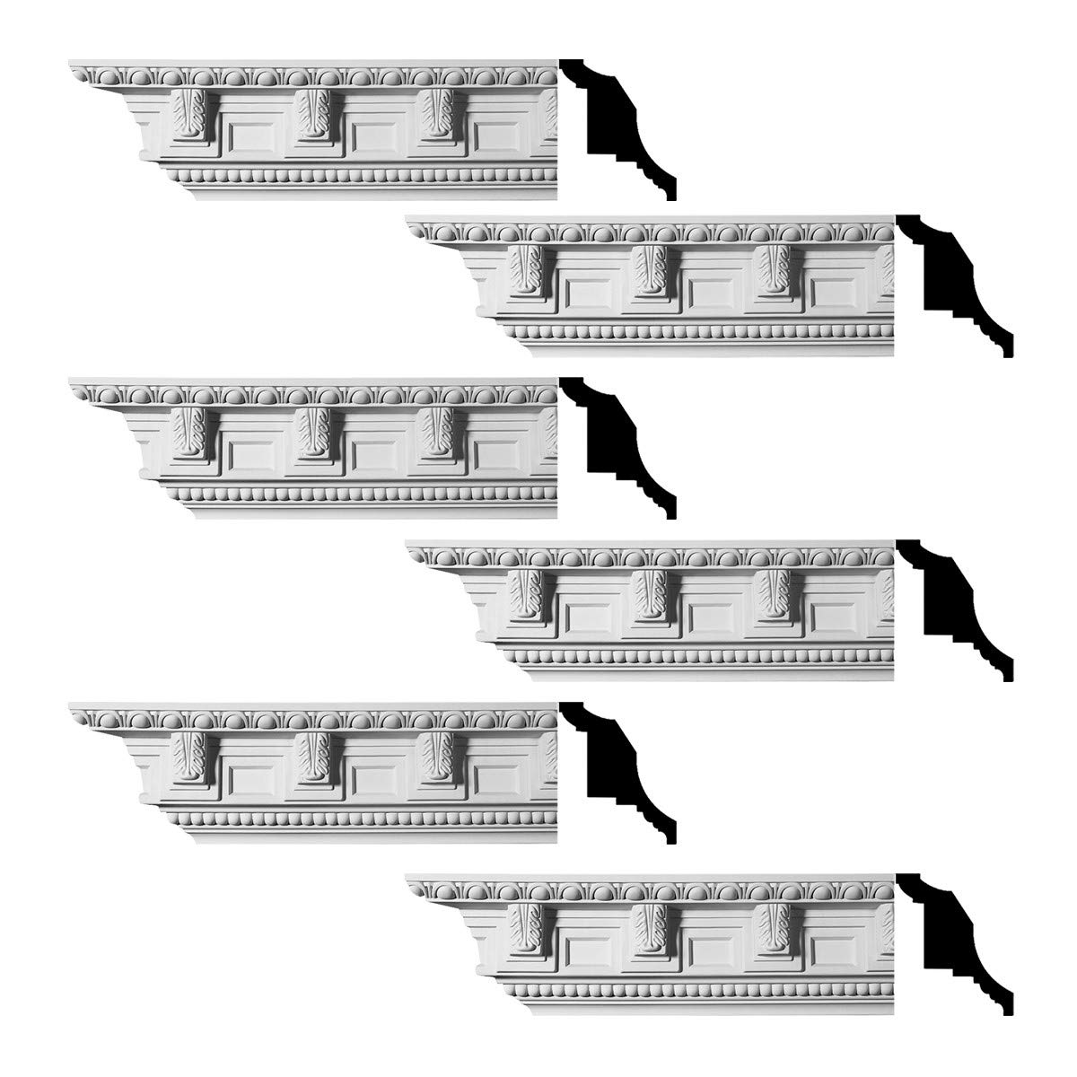 Ornate White Urethane Cornice Boards for Windows - 95 Inch Classic Window Cornice (Pack of 6) | Elegant Home Decor for Living Room, Bedroom & Dining Room | Renovators Supply Manufacturing