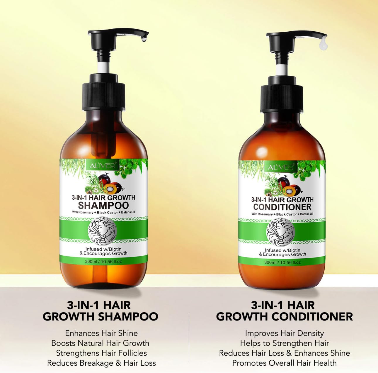 **Jamaican Black Castor Oil + Rosemary Oil + Batana Oil Hair Growth Set - Shampoo & Conditioner for Thicker, Healthier Hair - Natural & Organic Hair Care for Women & Men - Perfect for Dry, Damaged Hair & Scalp Care**    *(Use Case: Promotes hair growth, reduces breakage, and deeply nourishes dry or damaged hair. Ideal for daily use to strengthen and revitalize hair follicles.)*