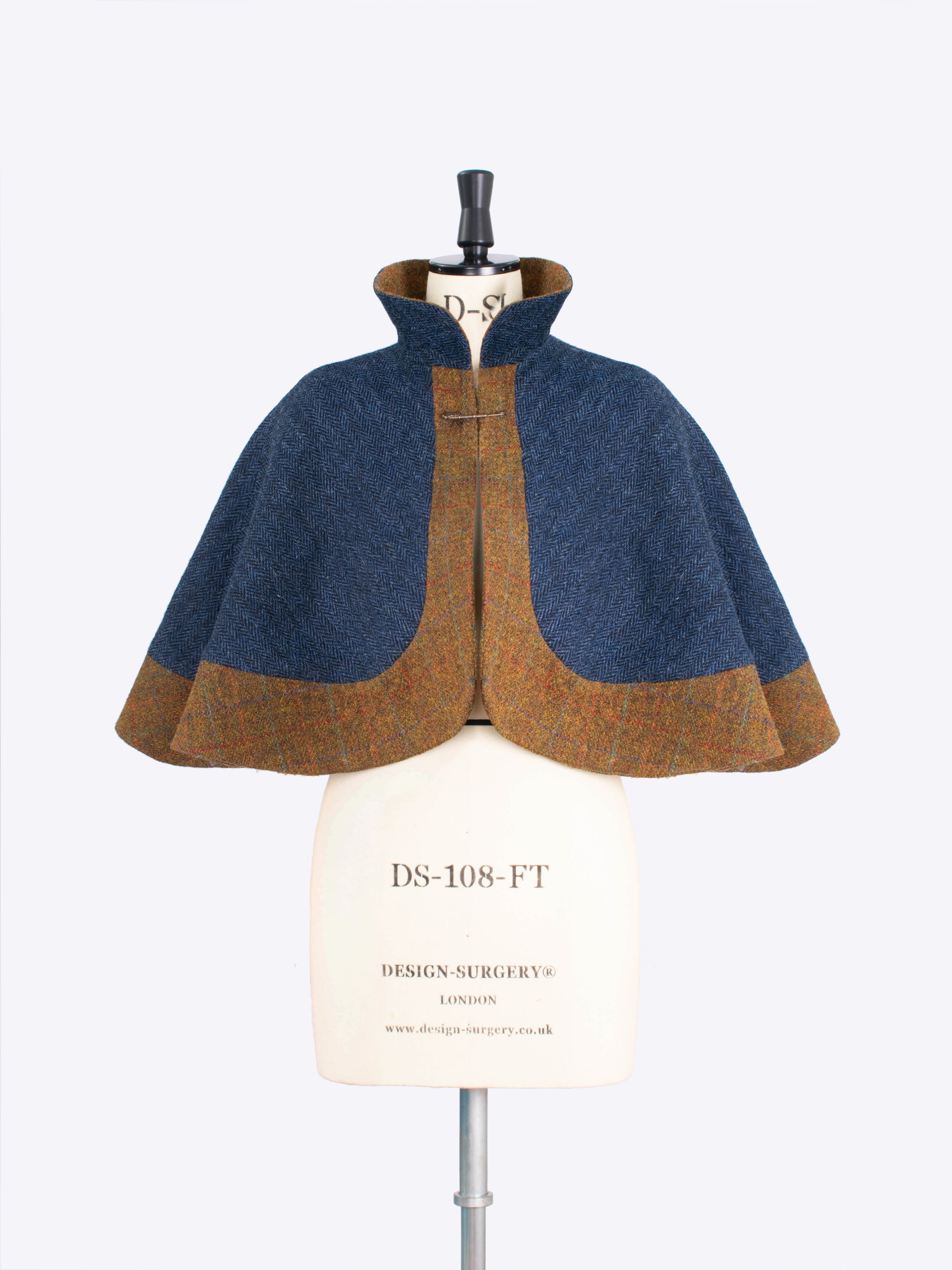 Navy & Rust Capelet Shawl - Elegant Women's Shoulder Wrap for Evening Dinners, Weddings, and Formal Events