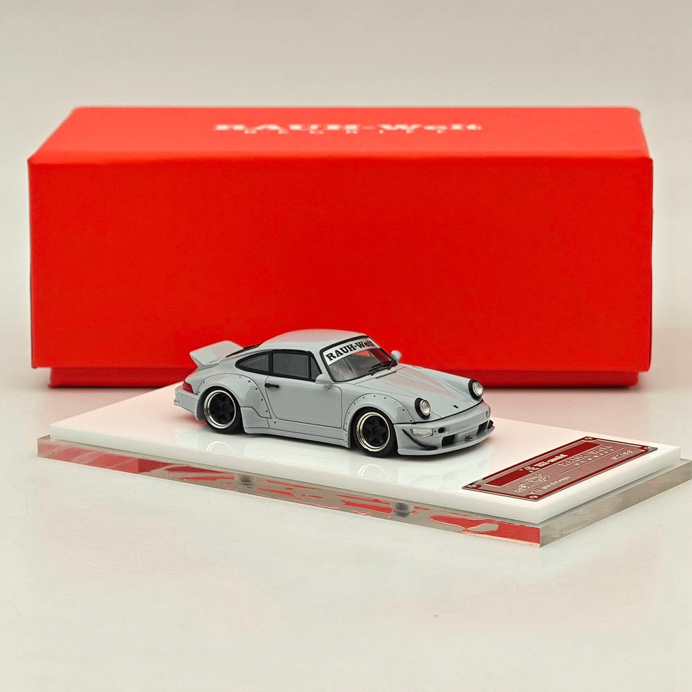 1/64 Scale Porsche 964 RWB RAUH Welt BEGRIFF Cement Gray Resin Diecast Model Car - Limited Edition Collectible Auto Gift for Car Enthusiasts & Display Showcase