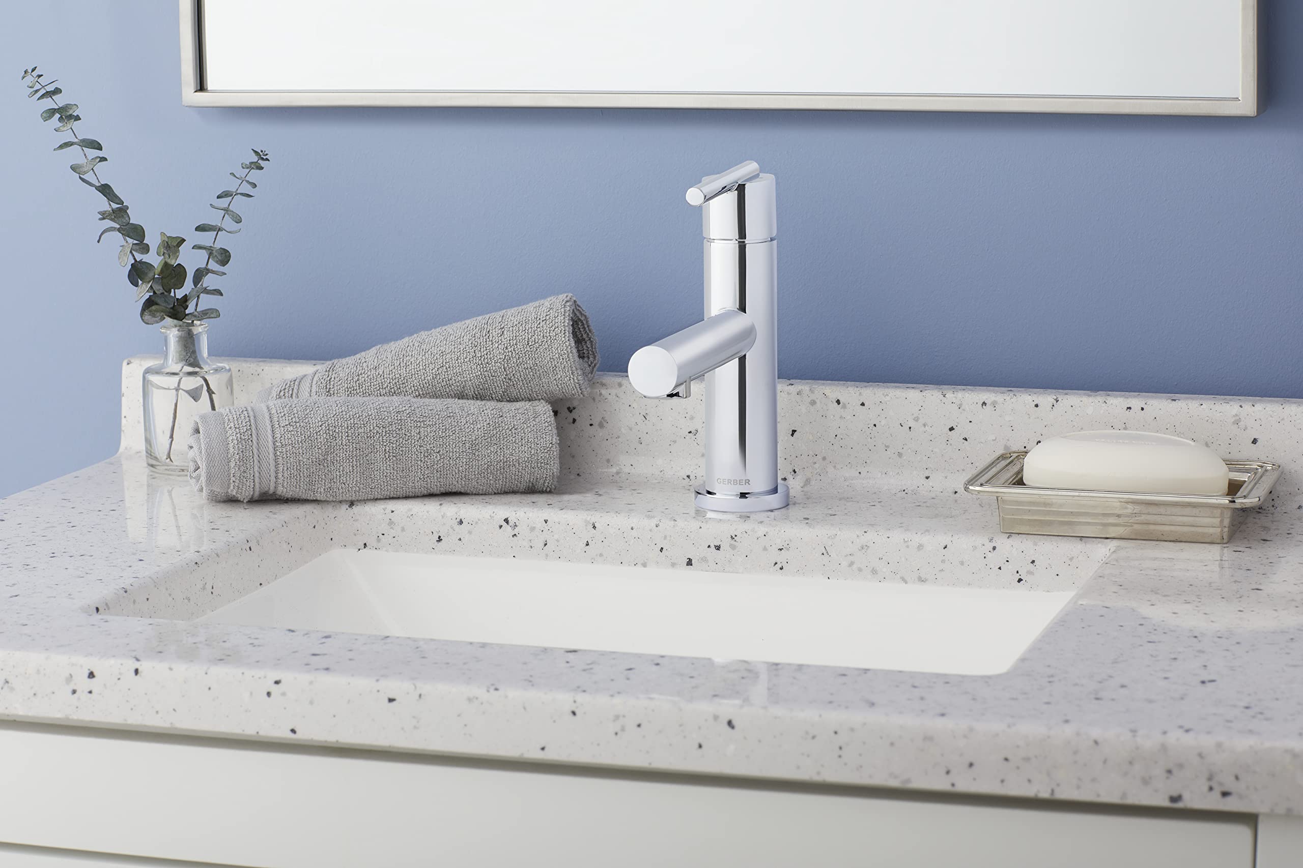 Gerber Plumbing Parma Single Handle Bathroom Sink Faucet with Metal Touch-Down Drain - Perfect for Modern Home & Commercial Restroom Upgrades