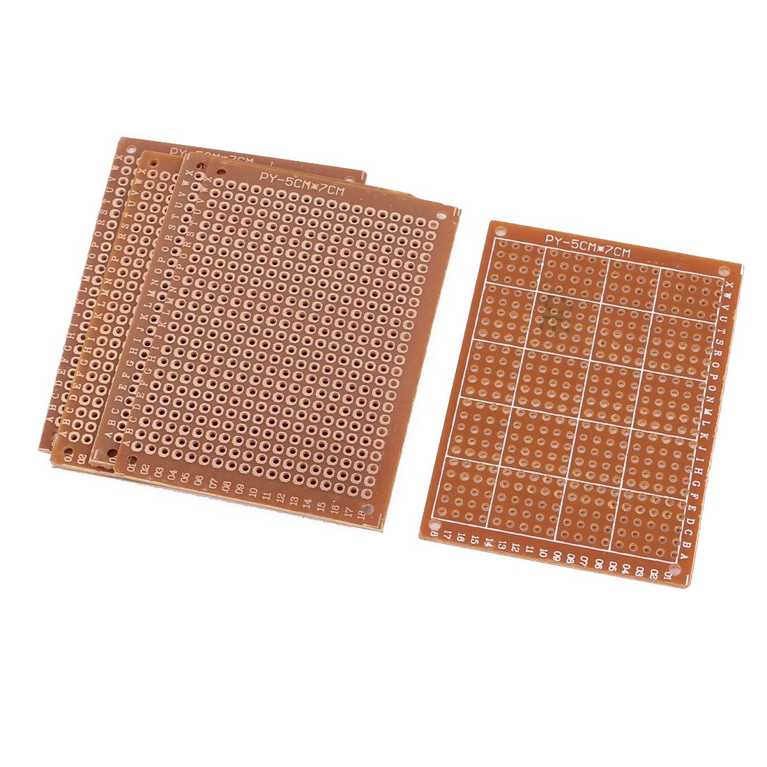 IIVVERR 5-Pack Single-Sided Universal PCB Prototype Boards - 5x7cm Brown Printed Circuit Boards for DIY Electronics Projects, Arduino, Raspberry Pi & Prototyping