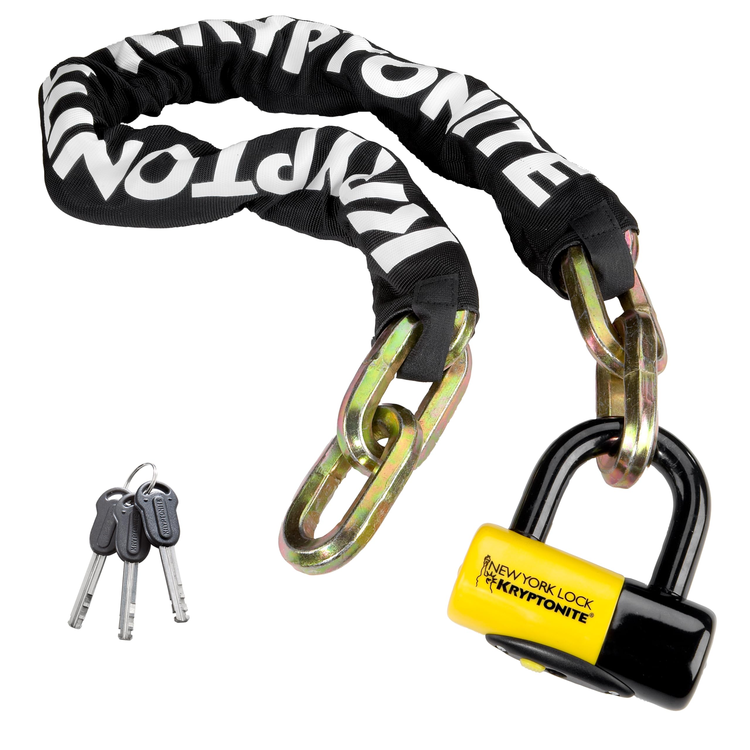Kryptonite New York FAHGETTABOUDIT 1410 Heavy Duty 14mm Steel Chain Bike Lock - 3.28ft Anti-Theft Bicycle Lock with Keys for E-Bike, Motorcycle & Scooter - 10/10 Security Rating - Perfect for Urban Commuting & Outdoor Cycling
