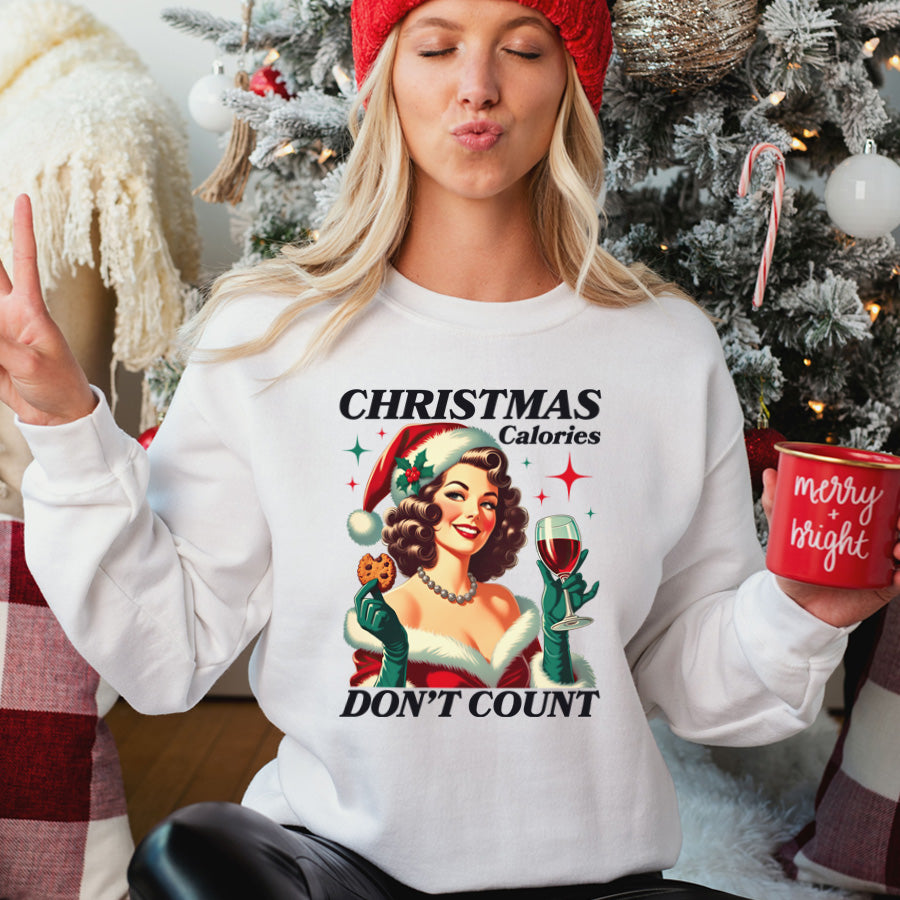 Christmas Calories Sweatshirt - Funny Holiday Pullover for Women & Men - Perfect for Xmas Parties, Family Gatherings & Cozy Winter Nights