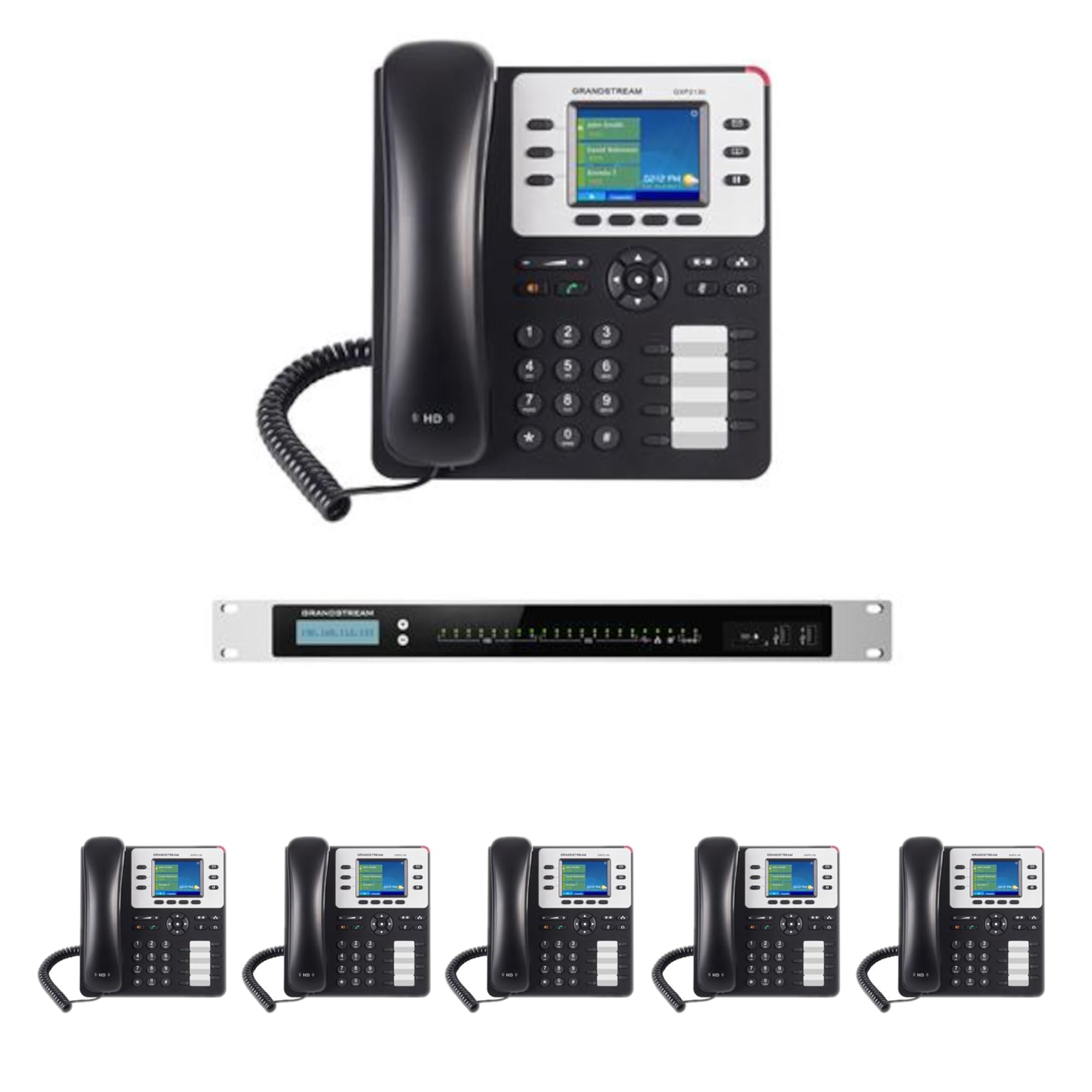 8-Line Business Phone System with Voicemail, Auto Attendant & Call Recording - 6 Phone Bundle with Cell/Remote Extensions & 1 Year Free TWAComm.com Service - Ideal for Small Offices, Call Centers & Remote Teams
