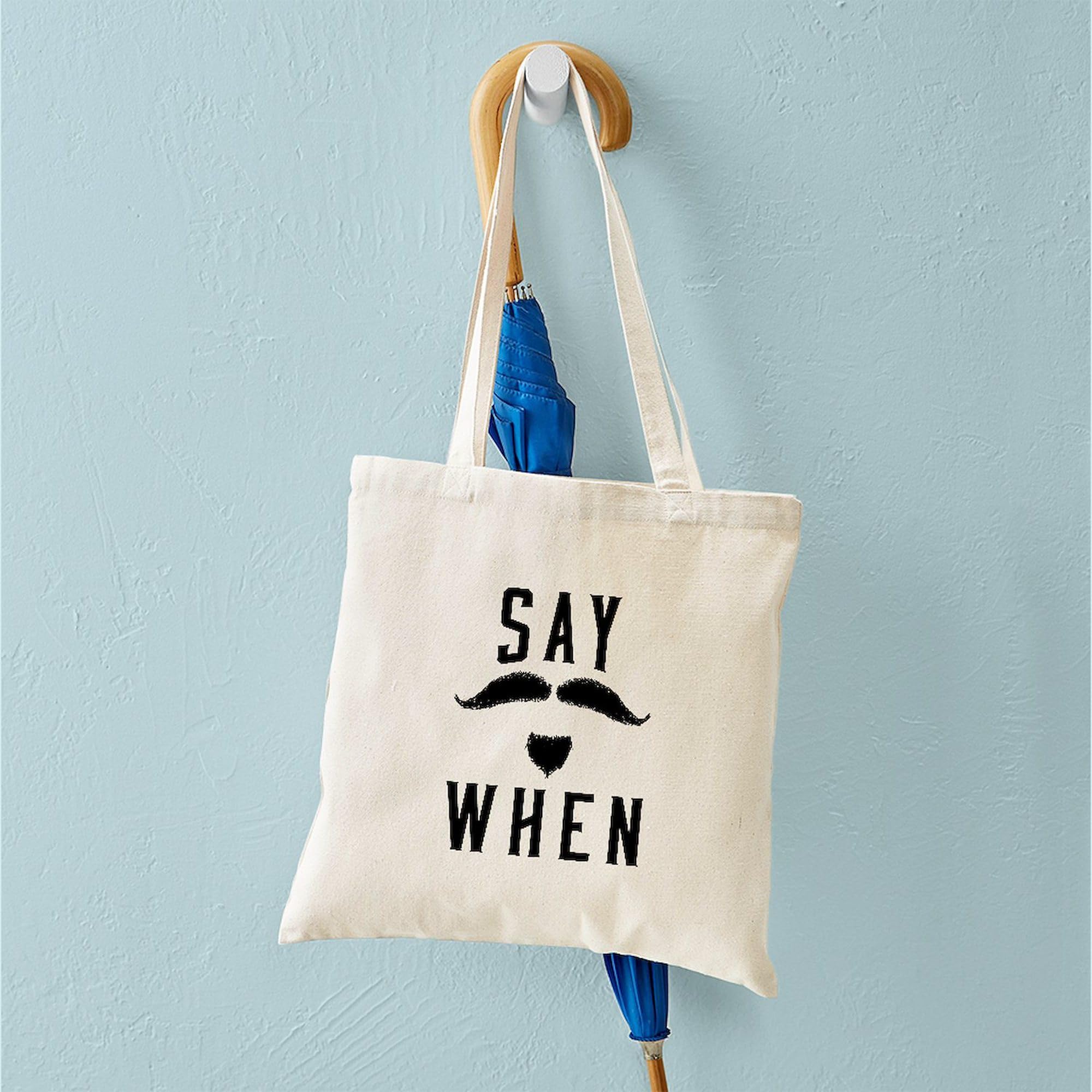 Eco-Friendly Natural Canvas Tote Bag - Reusable Shopping Bag with 'Say When' Print | Perfect for Groceries, Beach Trips & Everyday Use