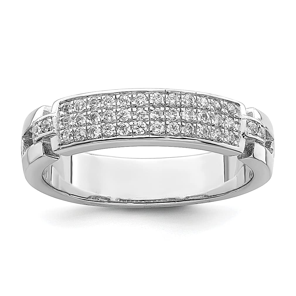 Brilliant Embers 925 Sterling Silver 40 Stone Micro Pavé Cubic Zirconia CZ Band Ring | Elegant Wedding & Engagement Jewelry for Women | Perfect Anniversary Gift & Everyday Fashion Accessory