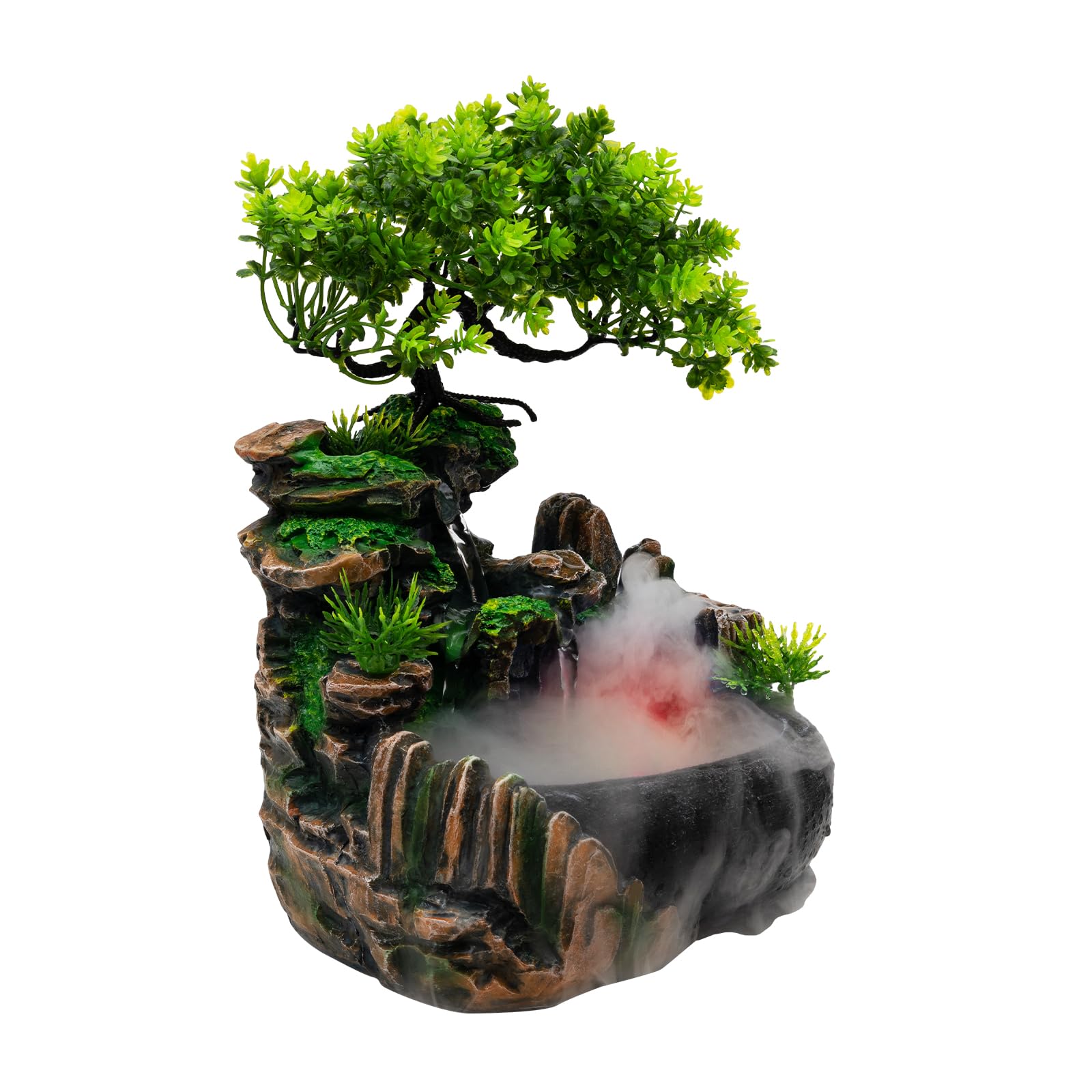 110V Desktop Rockery Water Fountain with LED Light - Indoor Zen Waterfall Feature for Home & Office Decor, Relaxing Tabletop Water Feature with Atomization Effect - Perfect for Living Room, Bedroom, Workspace, Yoga Studio & Meditation Space