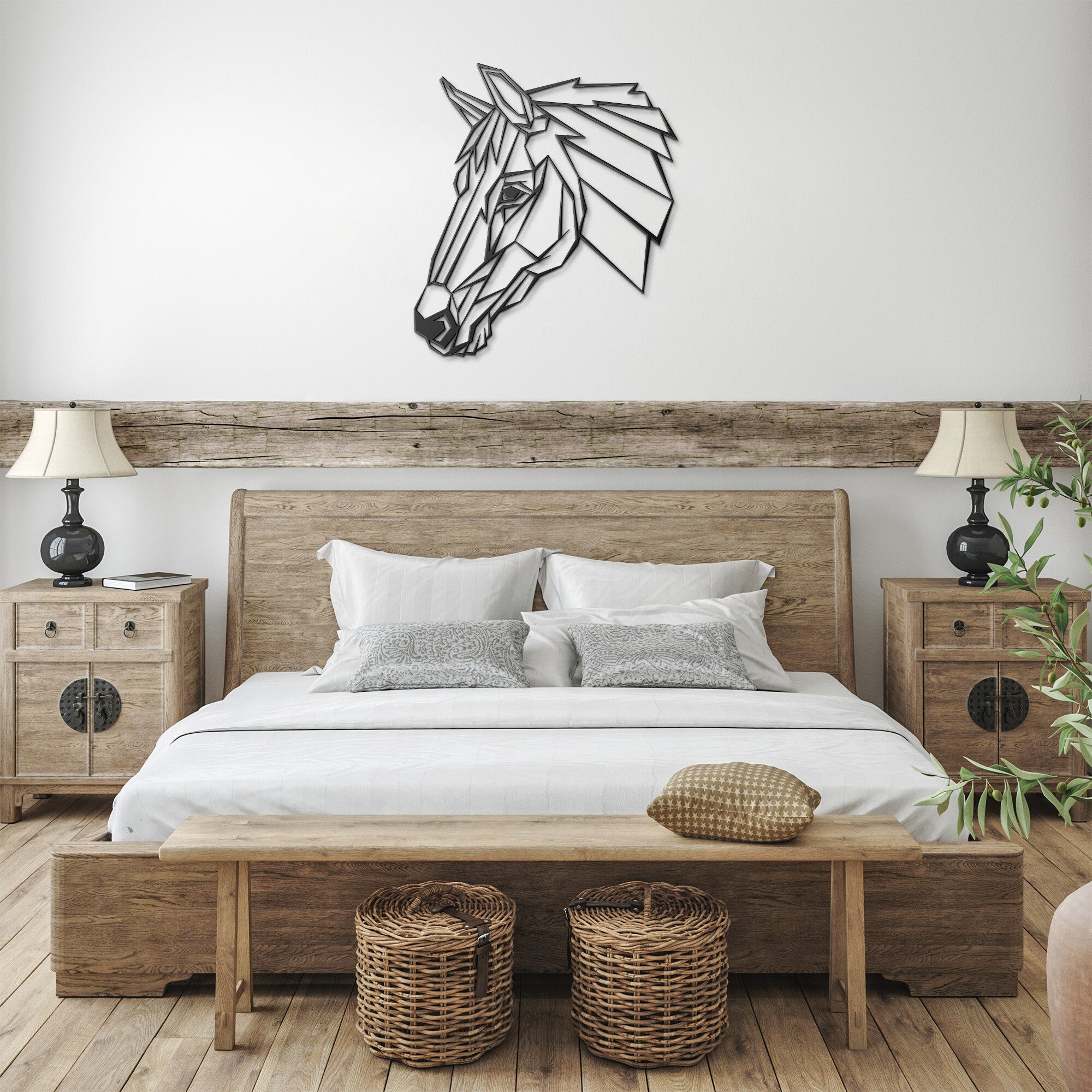 Geometric Horse Head Metal Wall Art - Unique Home Decor for Horse Lovers | Perfect for Living Room, Bedroom or Office