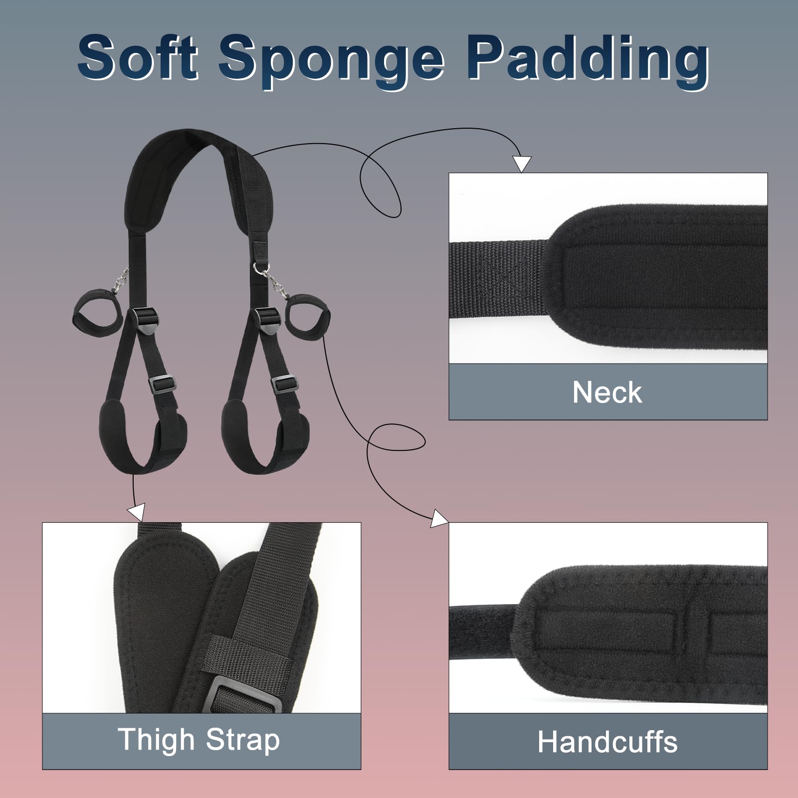 BDSM Bondage Gear Set - Adjustable Thigh Sling & Detachable Handcuffs with Blindfold | Premium Restraints Kit for Couples Play, Adult Games & Sensual Exploration