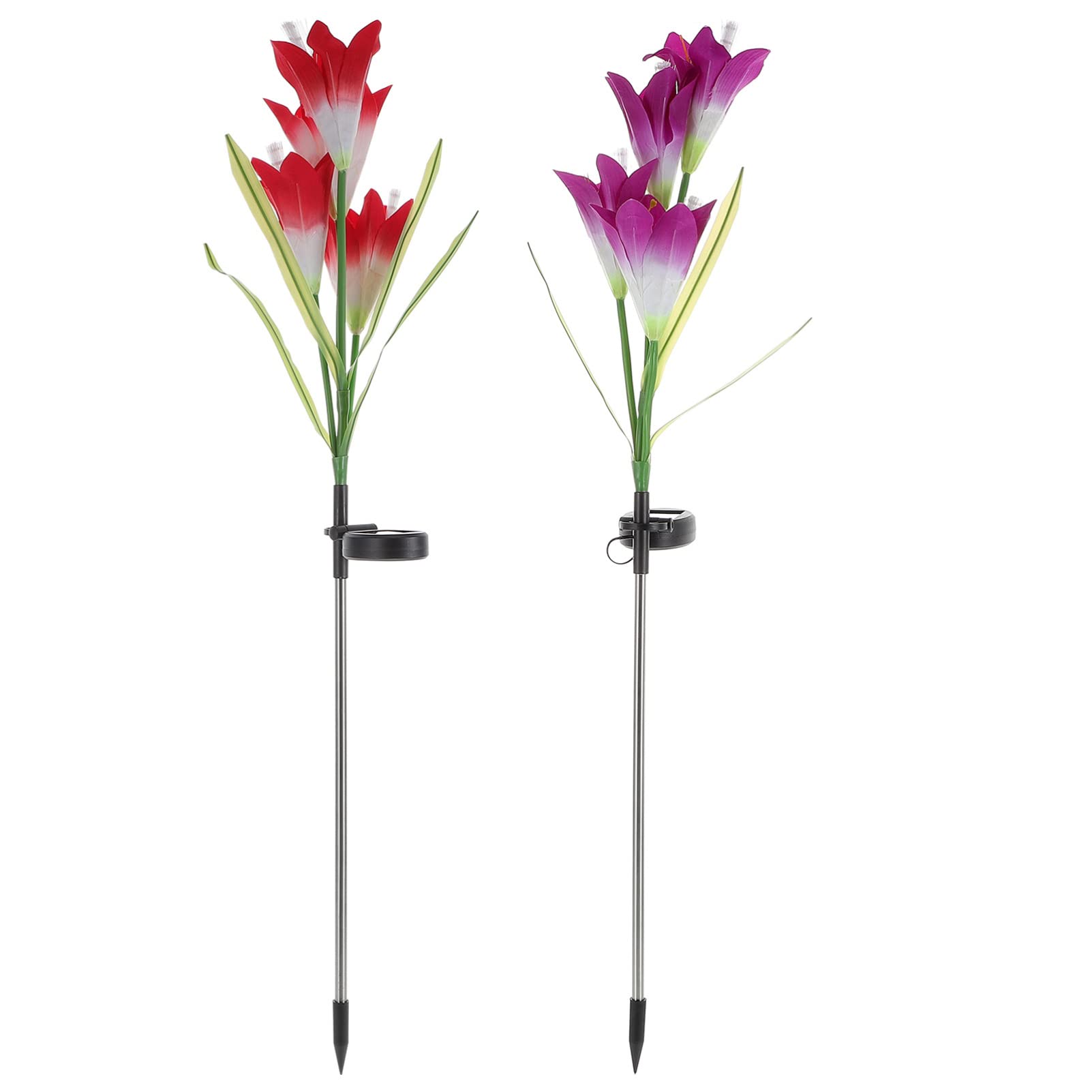 Uonlytech Solar Powered Outdoor Garden Lights - 2 Pack Lily Flower Solar Lights for Yard, Pathway, Patio & Landscape Decoration | Waterproof & Weatherproof Solar Stake Lights for Exterior & Outside Decor