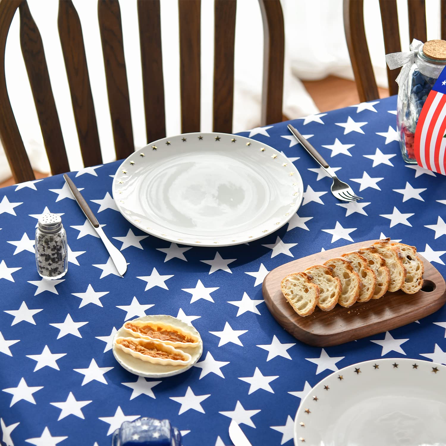 Horaldaily 4th of July Patriotic Tablecloth 60x120 Inch - American Flag Table Cover for Memorial Day, Independence Day Parties, Picnics & Dinner Decor | Perfect for Outdoor BBQs, Backyard Celebrations & Holiday Gatherings