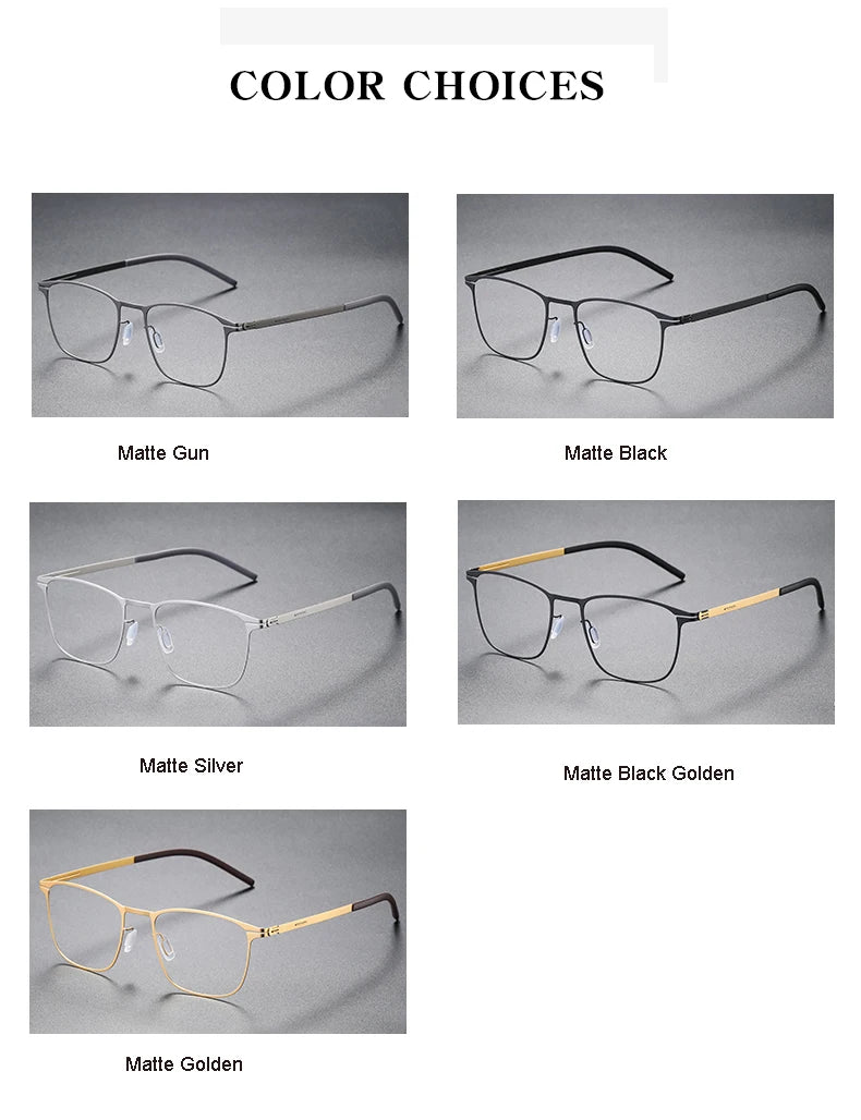 Aimee Unisex Full Rim Square Stainless Steel Eyeglasses Frame 2259 - Lightweight Durable Glasses for Men & Women - Perfect for Reading, Work, and Everyday Fashion