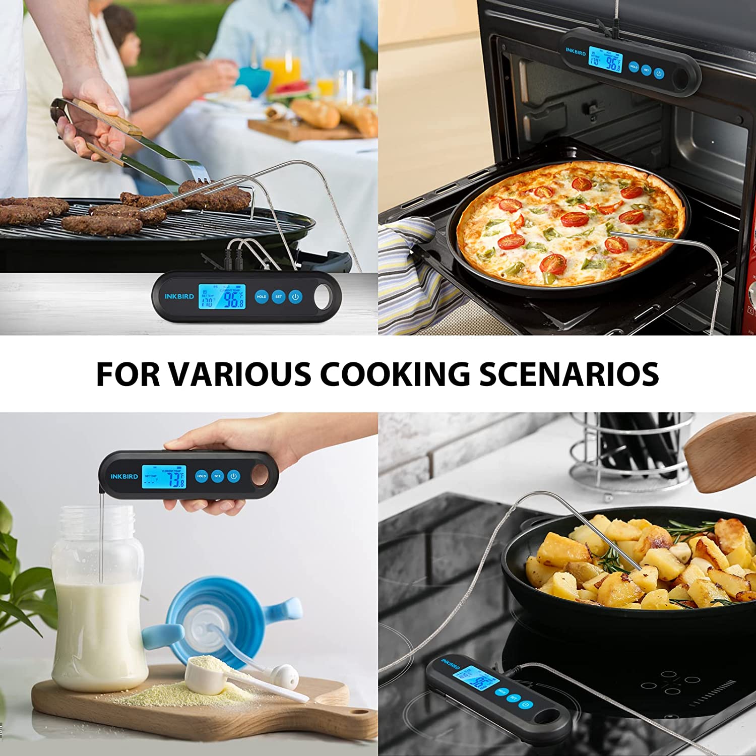 Instant Read Bluetooth Meat Thermometer IHT 2PB - Wireless Digital Cooking Thermometer for Grilling, Smoking, Baking & BBQ with Smartphone App