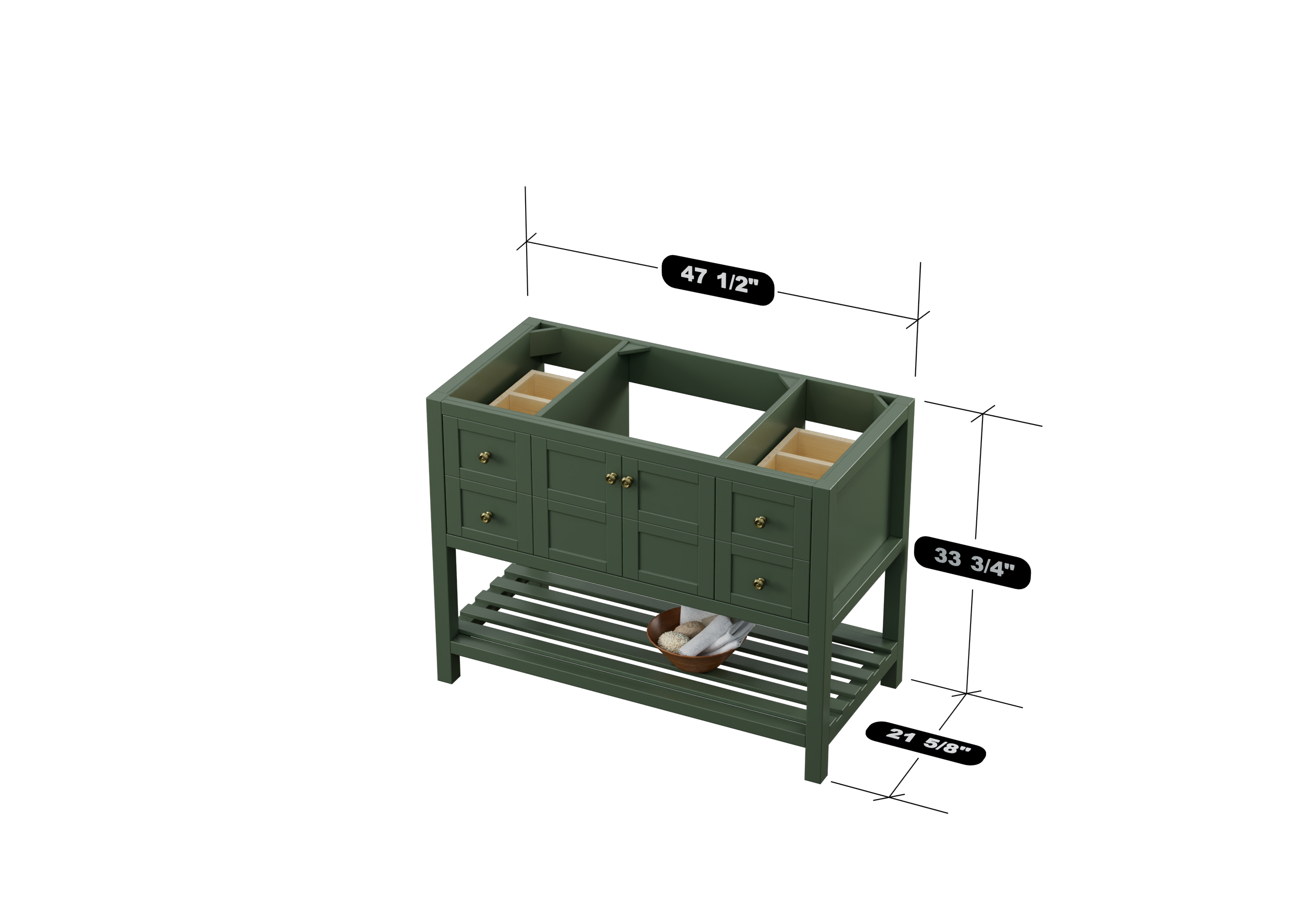 47.5 Inch Modern Bathroom Vanity Cabinet in Sage Green - Freestanding Single Sink Vanity for Bathroom Remodel - Perfect for Master Bath, Guest Bath & Powder Room