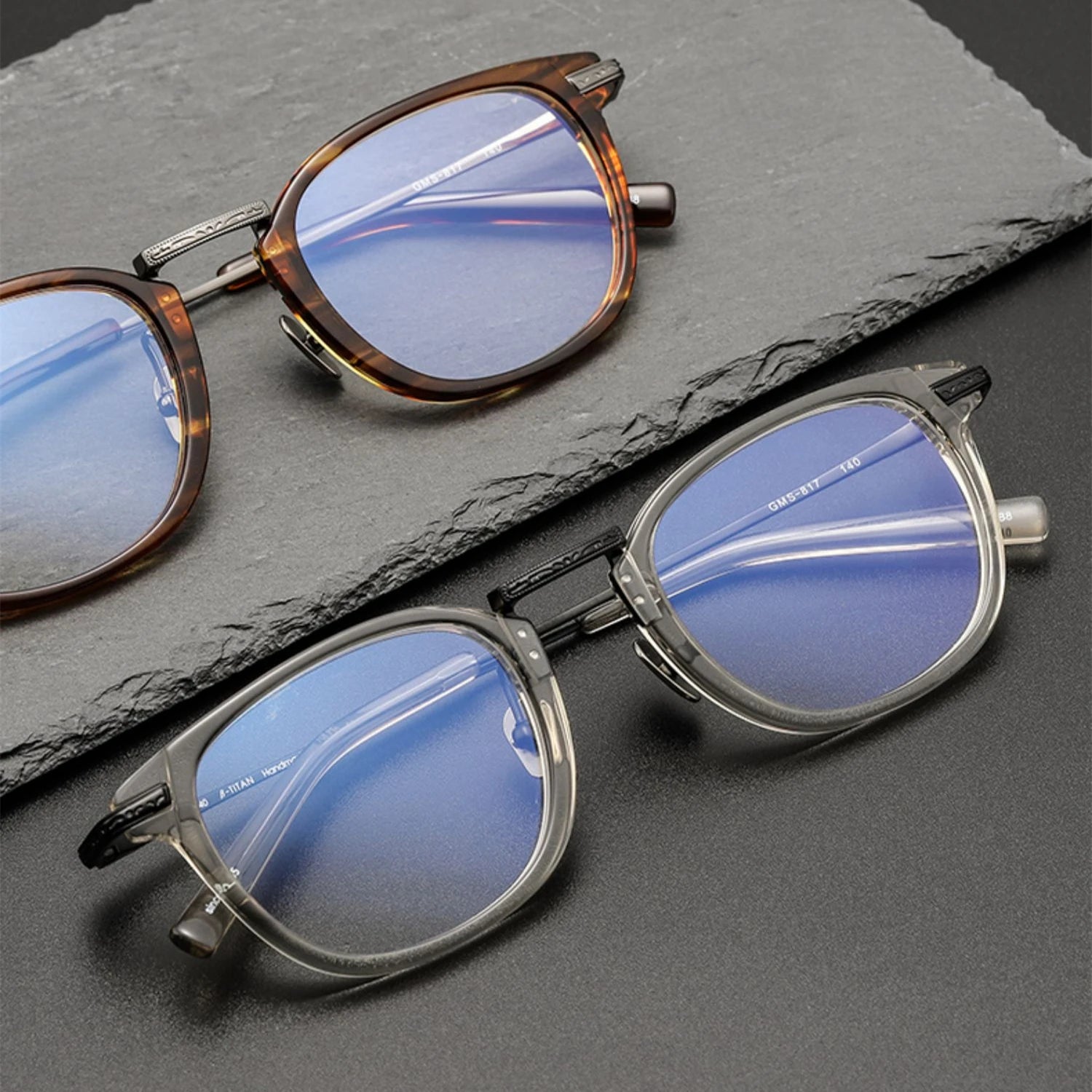Stylish Unisex Black Titanium Acetate Square Eyeglasses Frame G817 - Perfect for Work, Reading & Fashion Accessories