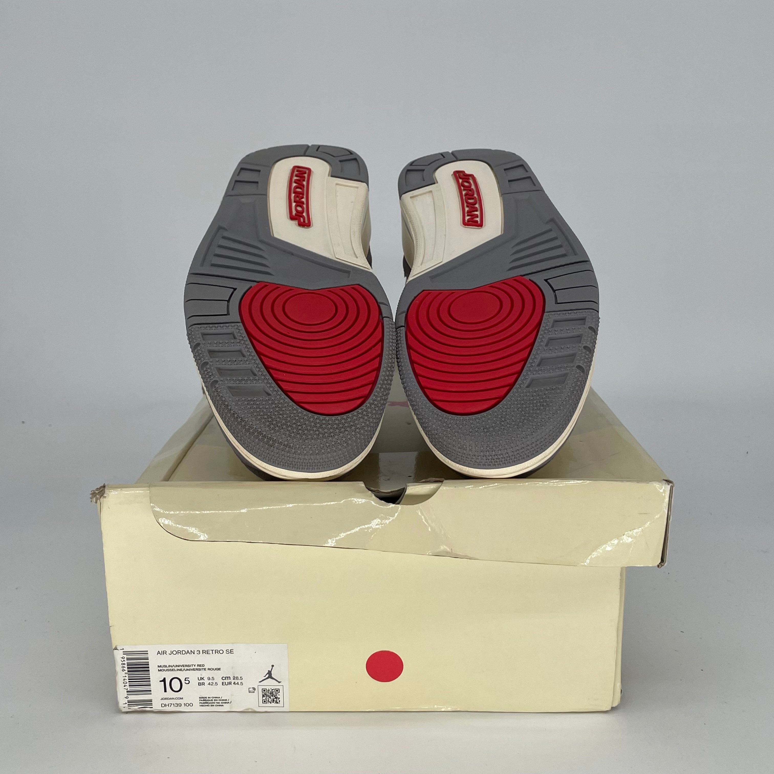 AIR JORDAN 3 MUSLIN Sneakers - Men's Size 10.5/Women's Size 12 - Style DH7139 - 100% Authentic - Perfect for Basketball, Streetwear & Casual Outfits