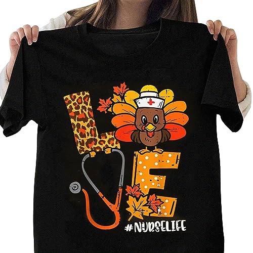 Funny Nurse Leopard Turkey Thanksgiving Shirt - Cute Pumpkin Print Nurse Apparel, Perfect Nurse Gift for Thanksgiving - Great for Work, Parties & Holiday Gatherings