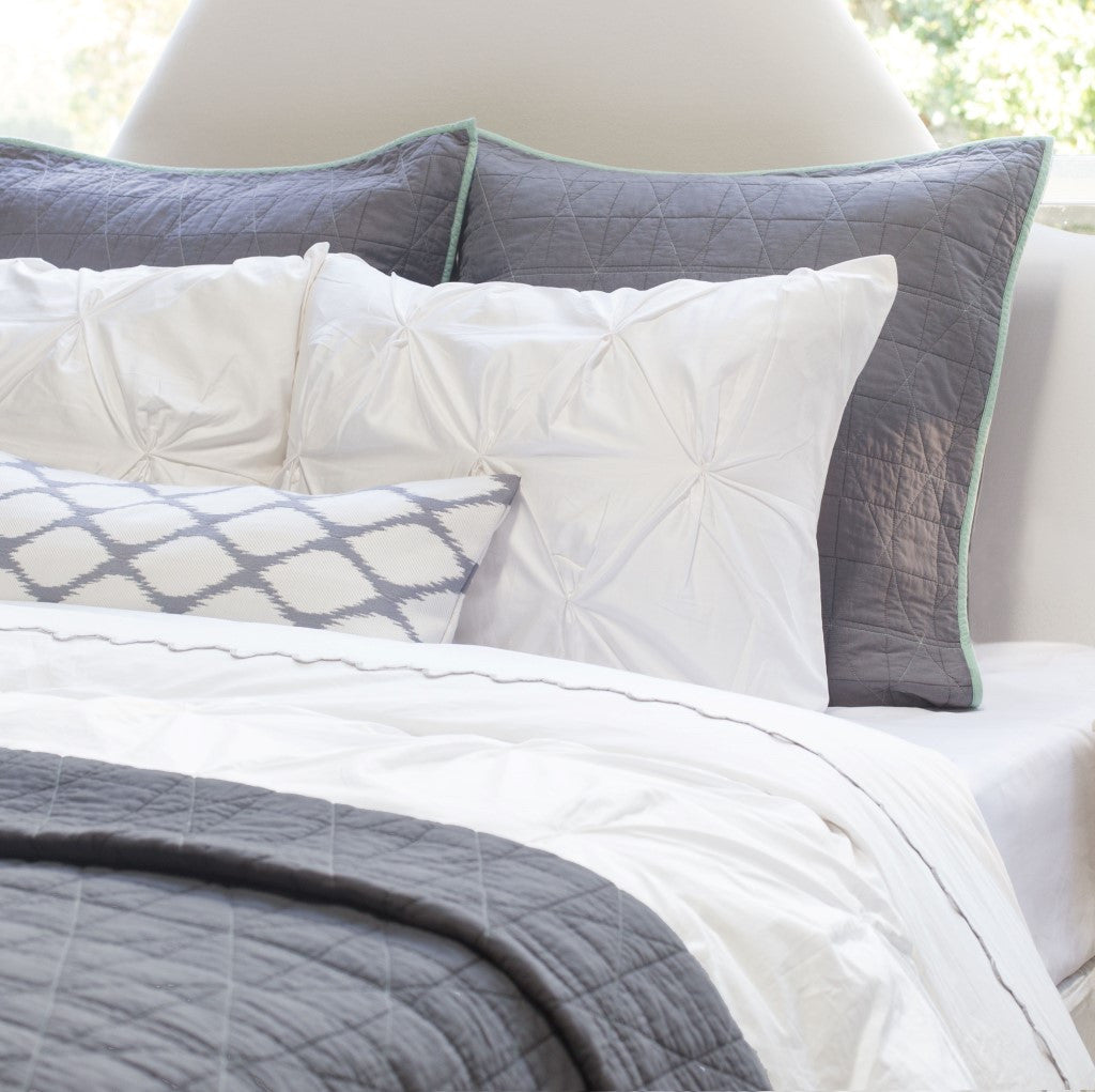Premium Diamond Box Stitch Charcoal Grey Quilt Set with Sham - Luxury Bedding for Master Bedroom & Guest Room Decor