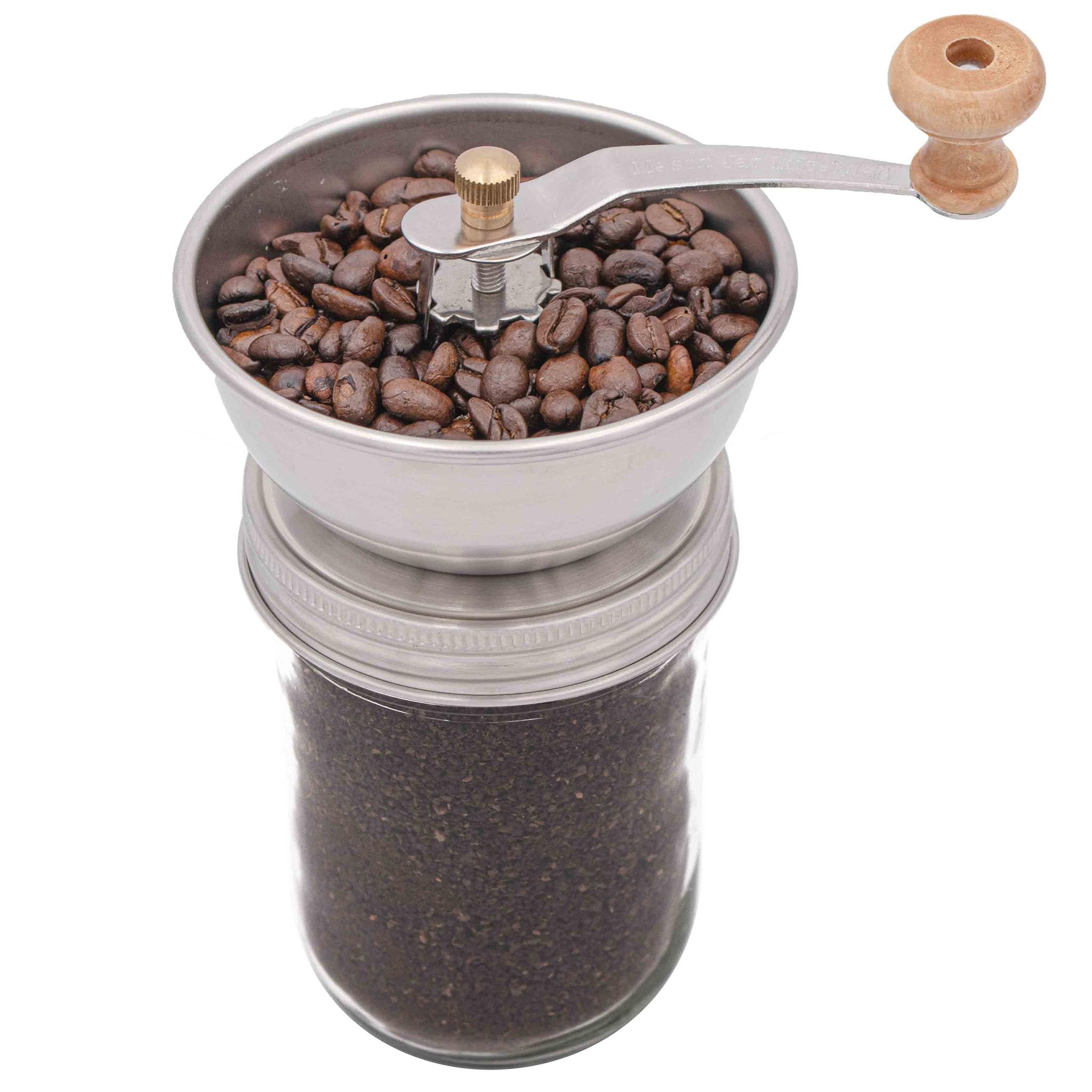 Premium Stainless Steel Mason Jar Coffee Grinder Lid – Grind Fresh Coffee & Spices Directly into Wide Mouth Mason Jars – Durable Kitchen Tool for Home Brewing & Baking – Perfect for Coffee Enthusiasts & DIY Spice Blends