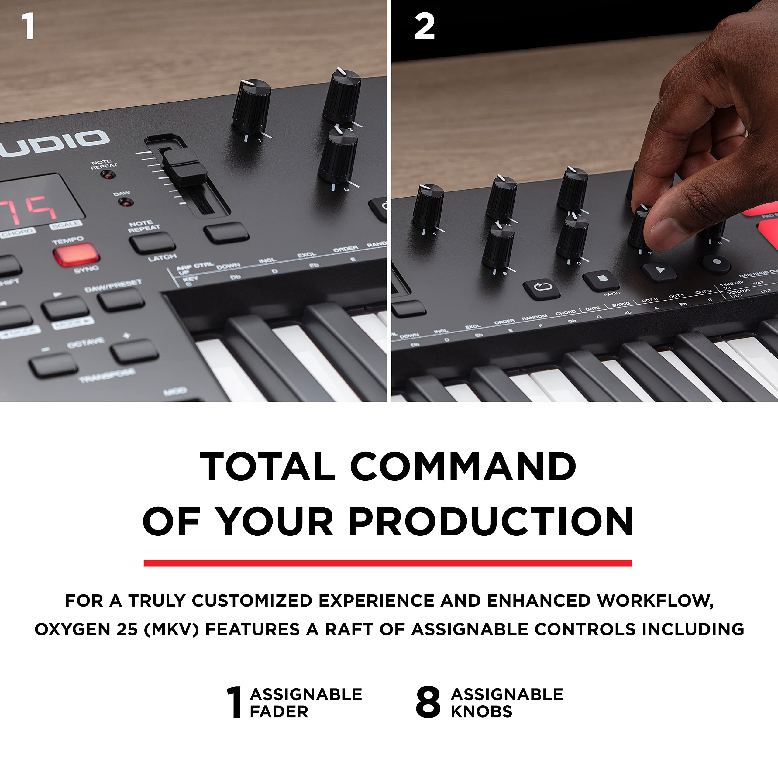 M-Audio Oxygen 25 MKV 25-Key USB MIDI Keyboard Controller with Beat Pads, Smart Chord & Scale Modes, Arpeggiator - Perfect for Music Production, Live Performance & Home Studio Recording