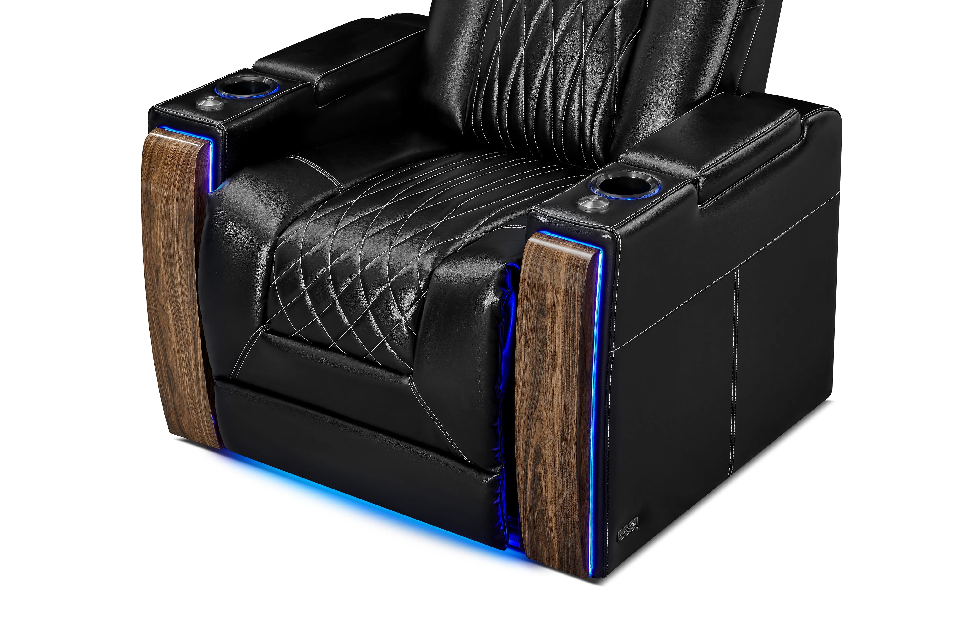 Valencia 2025 Tuscany Executive Heat & Massage Leather Home Theater Seating - 3-Seater Recliner Sofa with Heating & Massage Functions, Midnight Black - Perfect for Home Cinema, Gaming & Luxury Living Room