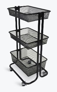 Luxor Kitchen Utility Cart with Wheels - Black | Rolling Storage Cart for Kitchen, Pantry, or Office Organization | Perfect for Small Spaces and Mobile Storage