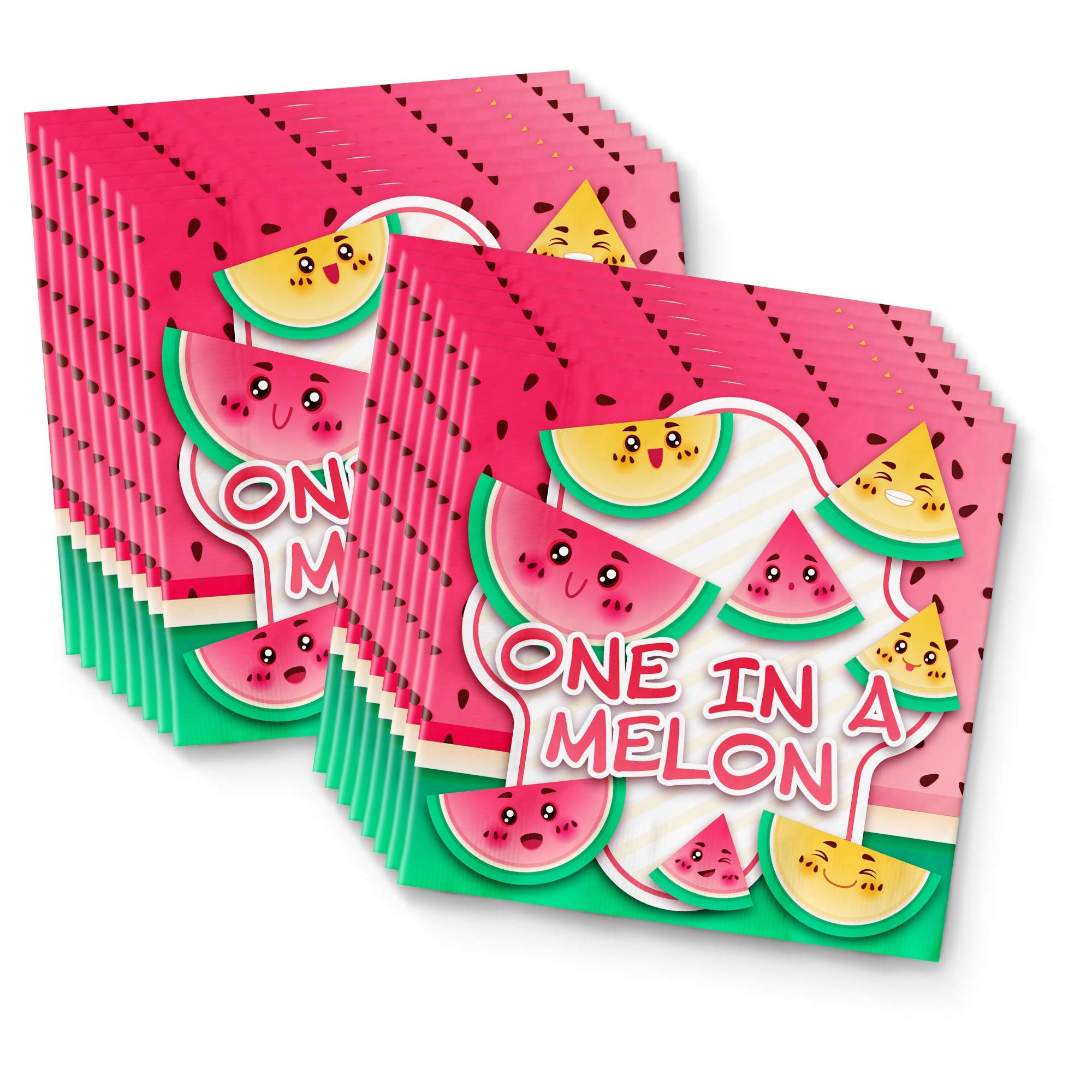 One in a Melon 1st Birthday Party Supplies Set - 16-Piece Tableware Kit with Plates, Napkins & Cups for Baby's First Birthday Celebration - Perfect for Summer Parties, Watermelon Themed Events & Milestone Celebrations