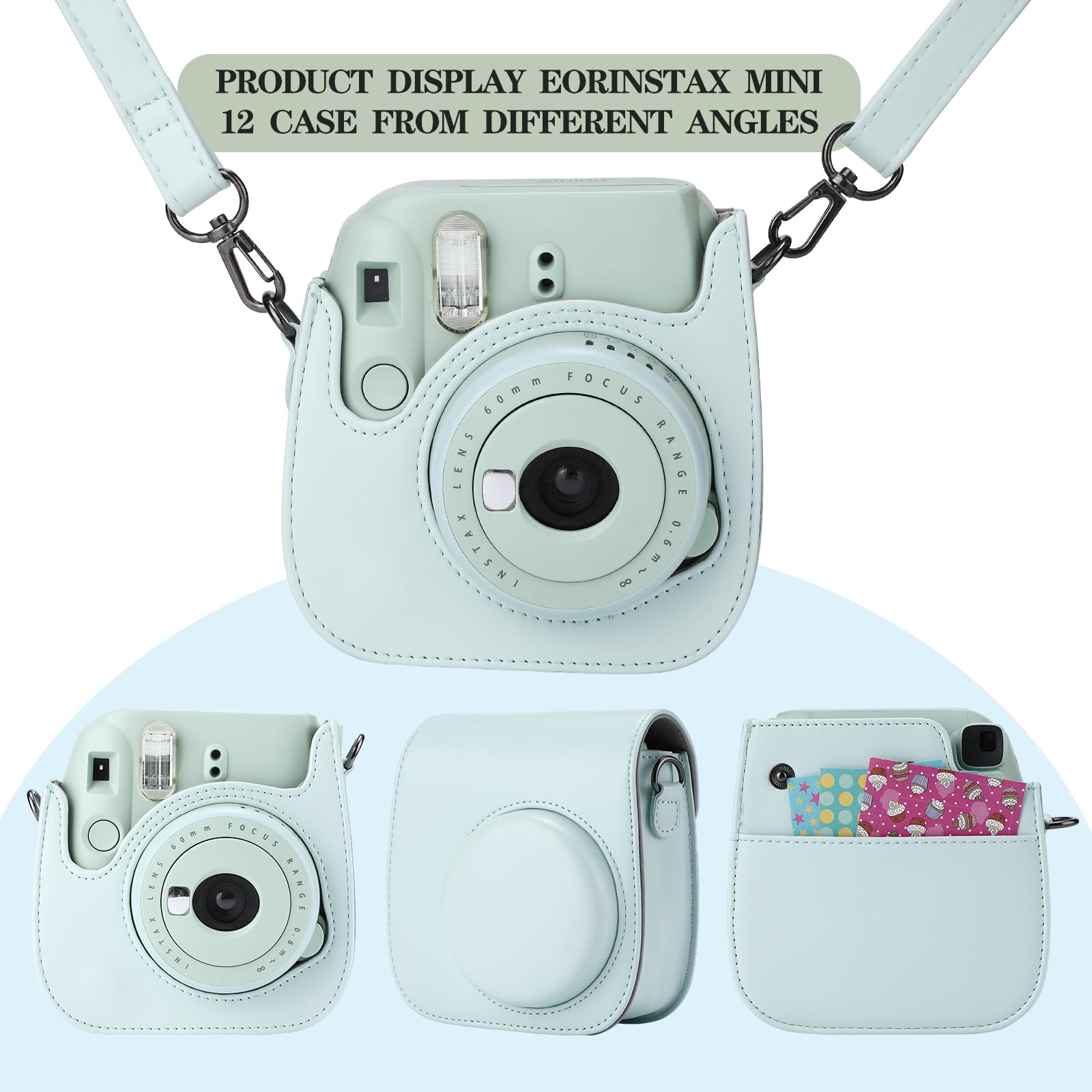 Fujifilm Instax Mini 12/11/9/8 Camera Case - PU Leather Protective Carrying Bag with 64-Pocket Photo Album (2x3 Mini) - Perfect for Travel, Parties & Photo Storage (Green)