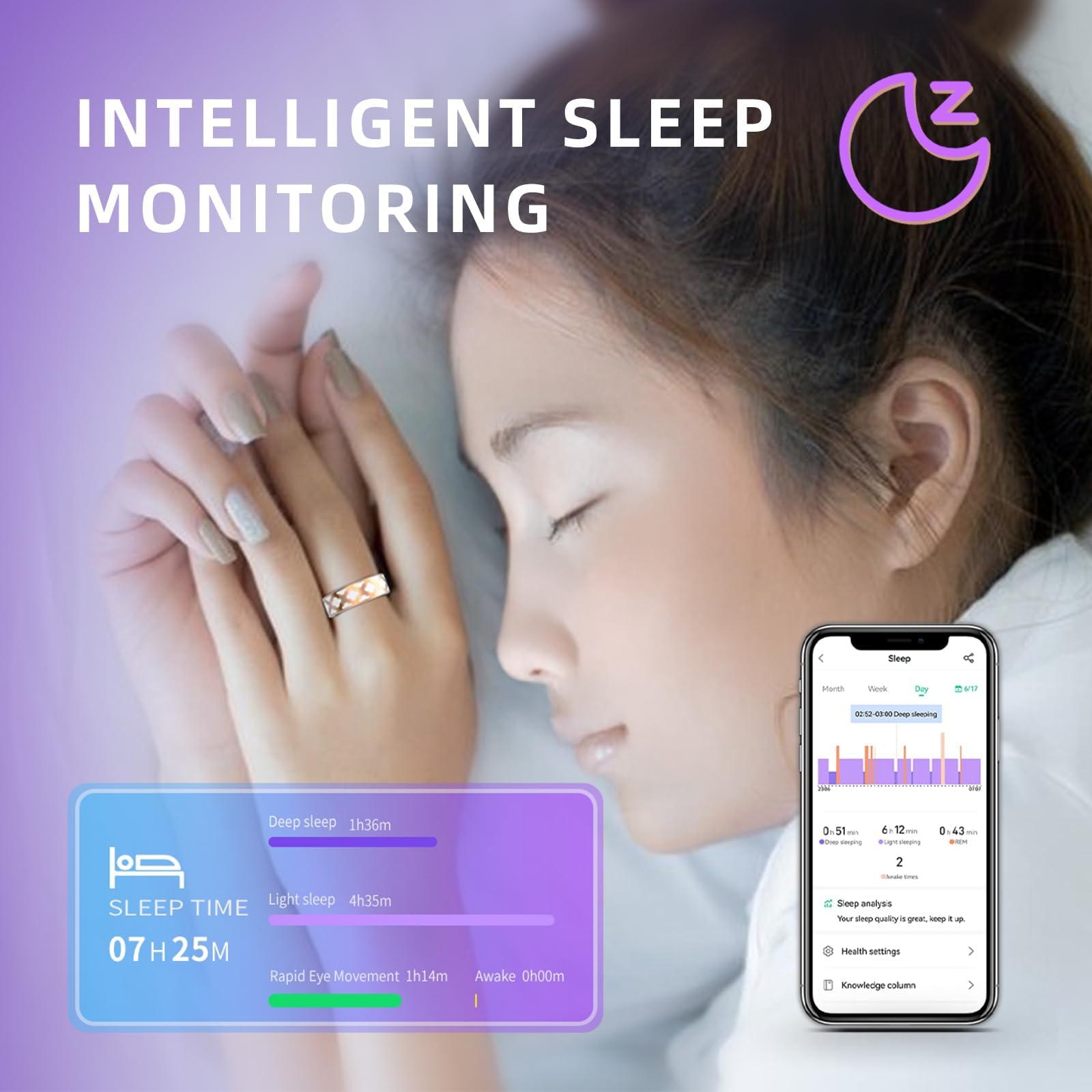 Smart Ring Health Tracker for Men & Women - Heart Rate, Blood Oxygen & Sleep Monitor | Waterproof Fitness Activity Tracker with Exercise Tracking | Perfect for Workouts, Swimming & Daily Health Monitoring
