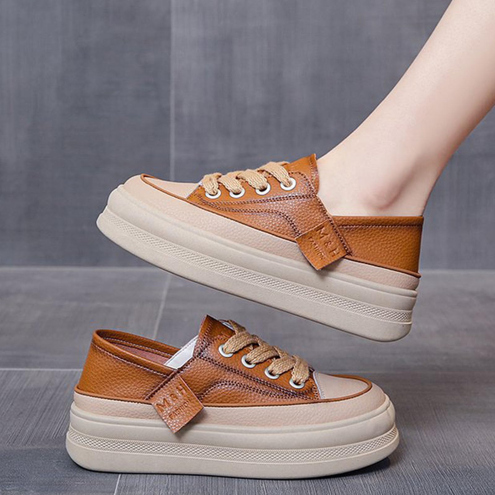 AUNTHUI Women's Lace-Up Platform Sneakers - Comfortable Casual Walking Shoes, Anti-Slip Low Top Tennis Shoes for Women | Perfect for Daily Wear, Workout & Street Fashion