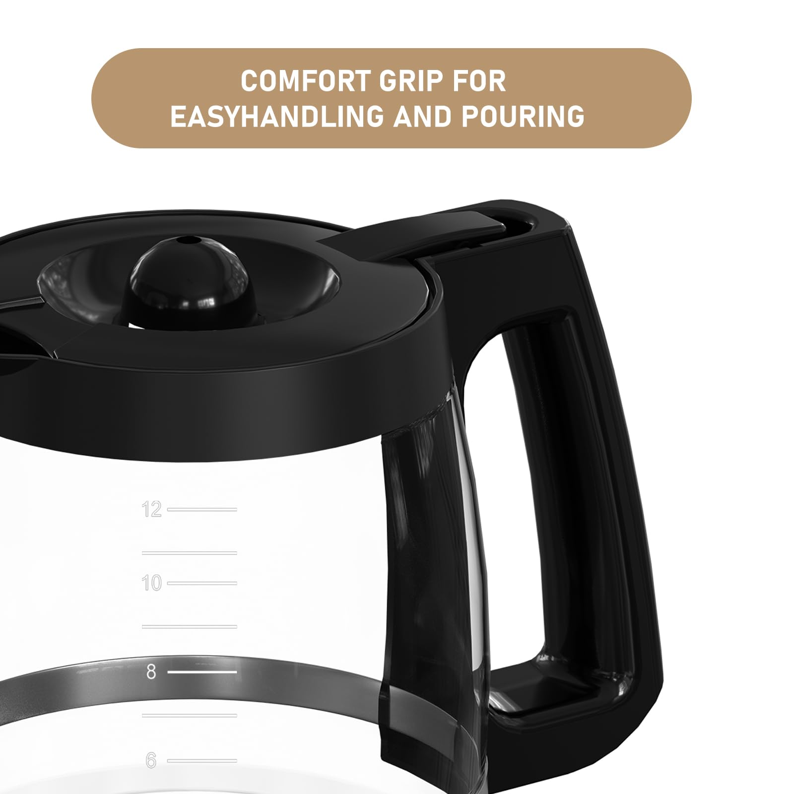 Hamilton Beach Coffee Maker Glass Carafe Replacement - Compatible with Models 46310, 49980R, 49976, 49350, 49980A, 49980Z, 49983, 49618, 46300, 49966 - 12-Cup Capacity (1 Pack) - Perfect for Home, Office, or Restaurant Use