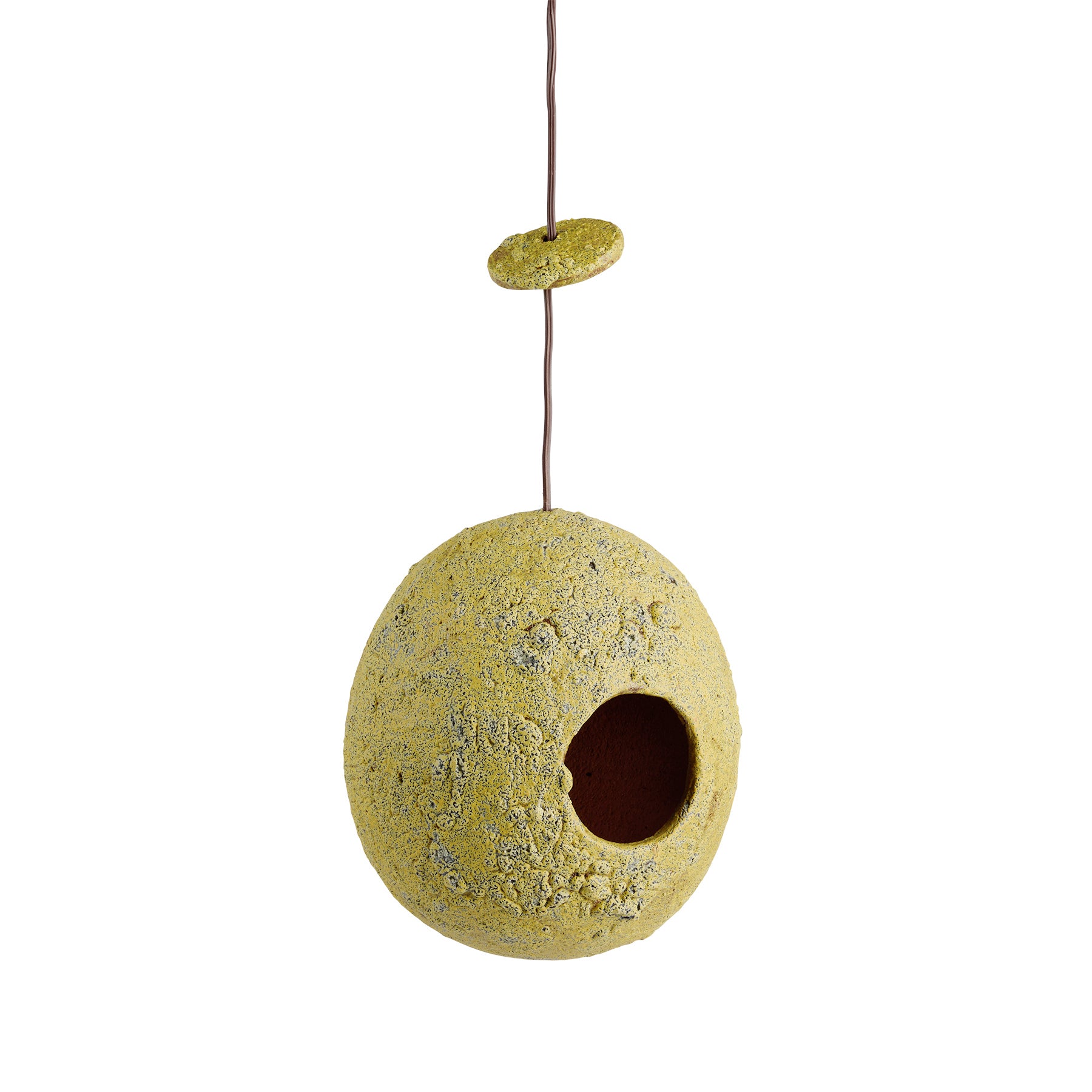 Handmade Yellow Ceramic Birdhouse - Outdoor Garden Decor for Birds, Perfect for Backyard, Patio, and Garden Decoration