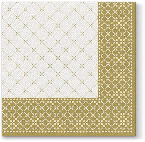 Premium Subtle Grid Gold Airlaid Dinner Napkins - 1/4 Fold, 50 Pack - Elegant Disposable Napkins for Parties, Weddings & Fine Dining