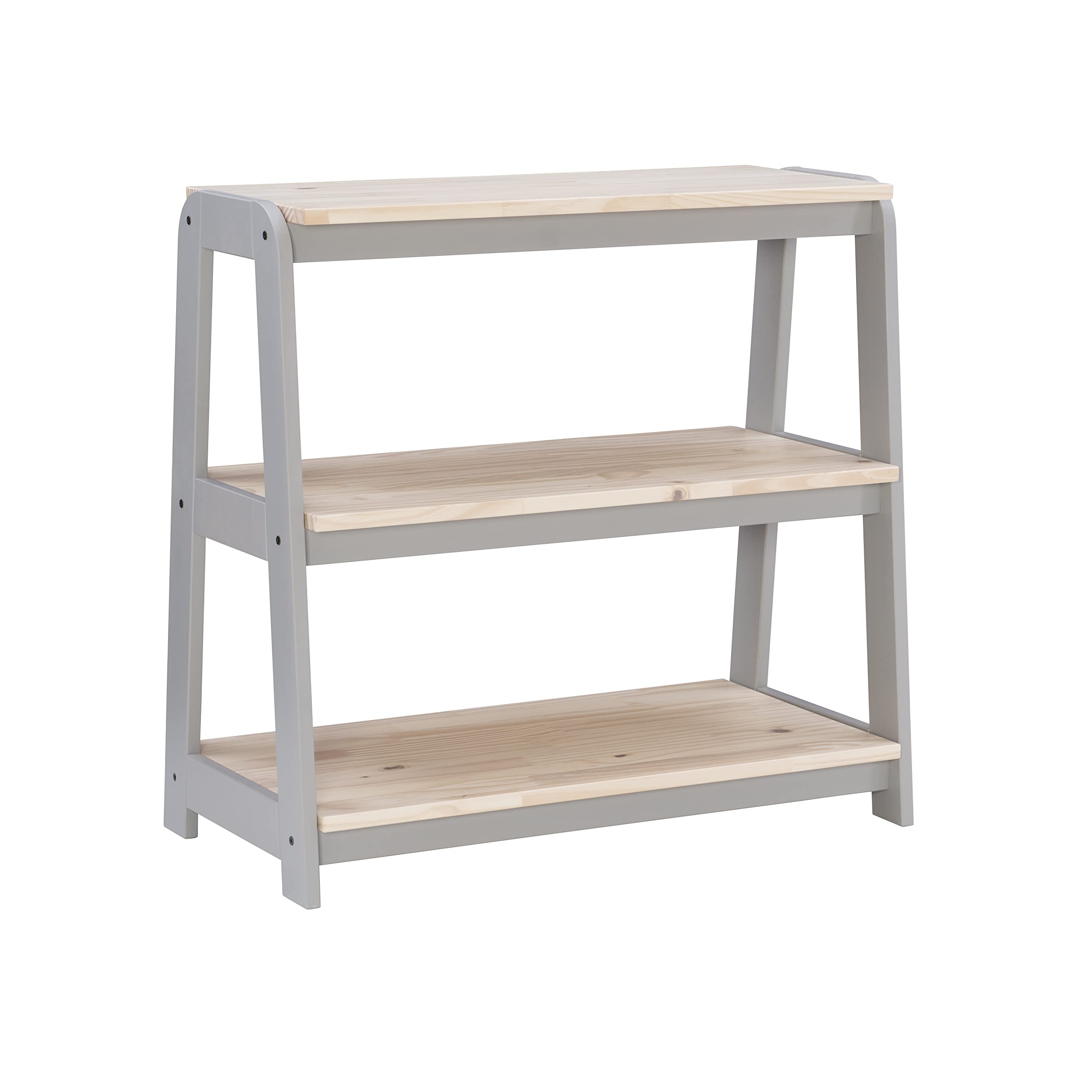 Lnion Branford Simple Modern Grey & Natural Wood Bookcase with Printer Stand - Stylish Home Office Storage for Books, Files & Printer Organization
