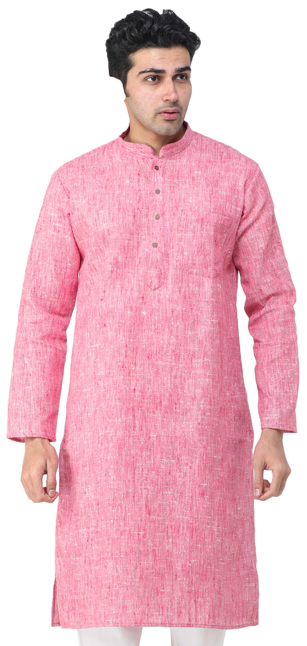 Exotic India Pure Handspun Charkha Cotton Kurta Pajama Set - Traditional Indian Ethnic Wear for Men - Perfect for Festivals, Weddings & Cultural Events