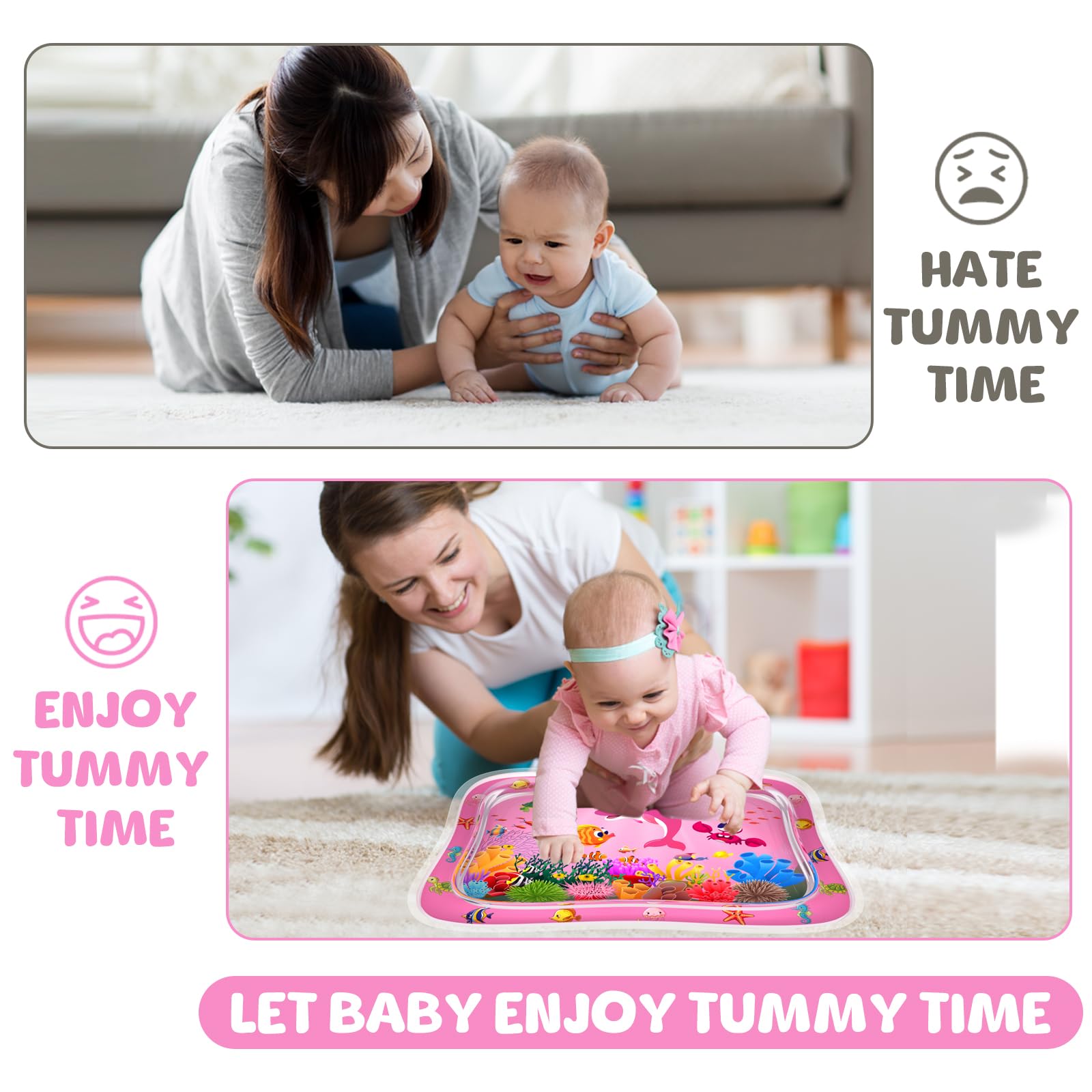 ZMLM Inflatable Baby Tummy Time Water Play Mat - Sensory Activity Toy for Newborns & Infants 3-12 Months | Pink Developmental Toy for Boys & Girls | Perfect for Easter Gifts, Baby Showers & Early Learning Playtime