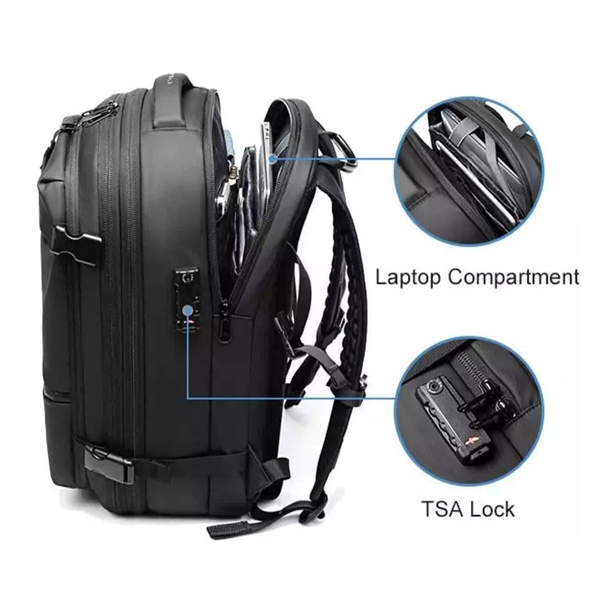 Ascribei Expandable 60L Large Capacity Travel Backpack - Multifunctional Air Vacuum Oxford Backpack for Hiking, Camping & Business Trips (Gray, Pump Not Included) - Perfect for Outdoor Adventures & Weekend Getaways
