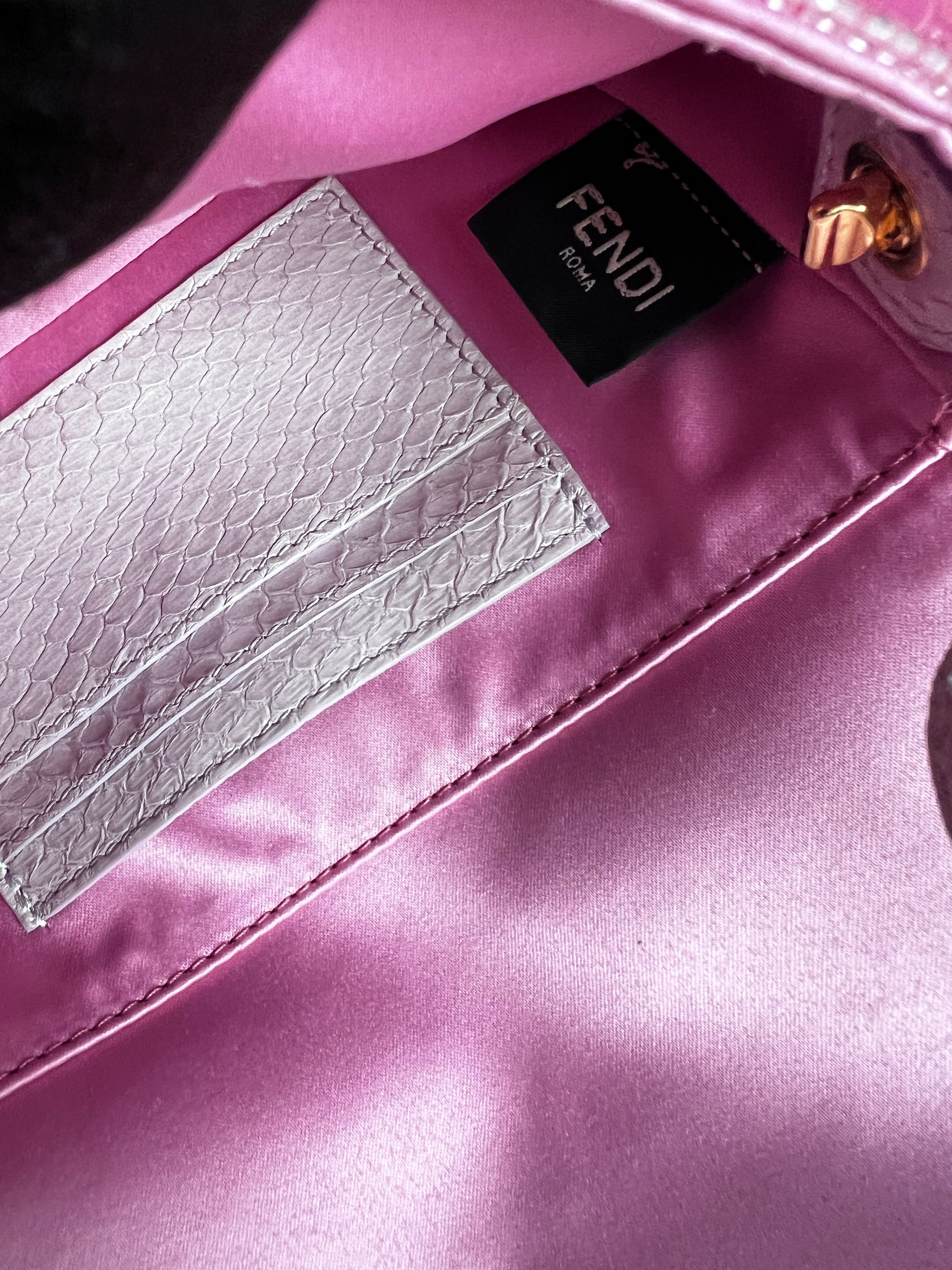 Fendi Pink Mini Sequin Baguette Bag - Elegant Evening Clutch for Parties, Weddings & Special Occasions