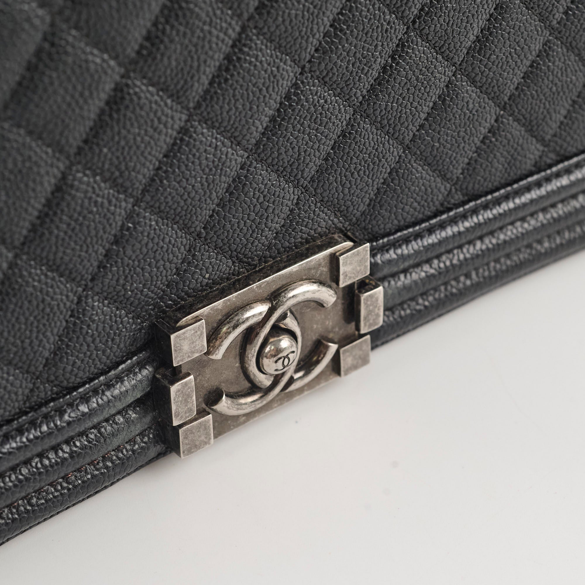 Chanel Caviar Leather Old Medium Boy Bag Black - Luxury Designer Handbag for Women | Perfect for Evening Events, Parties, and Special Occasions