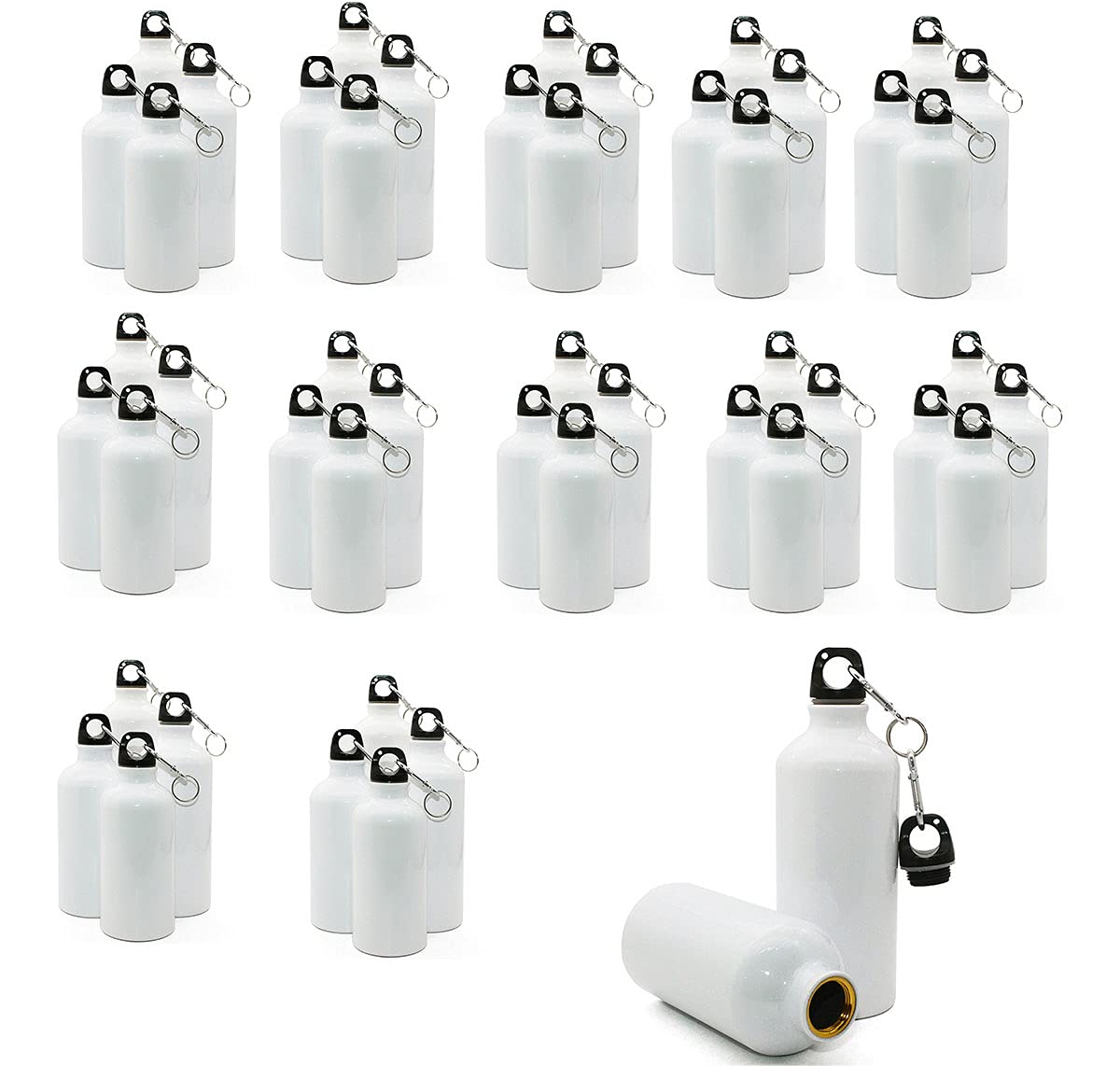INTBUYING Sublimation Aluminum Sports Water Bottle 50pcs 600ml (20OZ) - Blank Heat Transfer Water Bottles for DIY Printing - Perfect for Gym, Hiking, Sports & Outdoor Activities